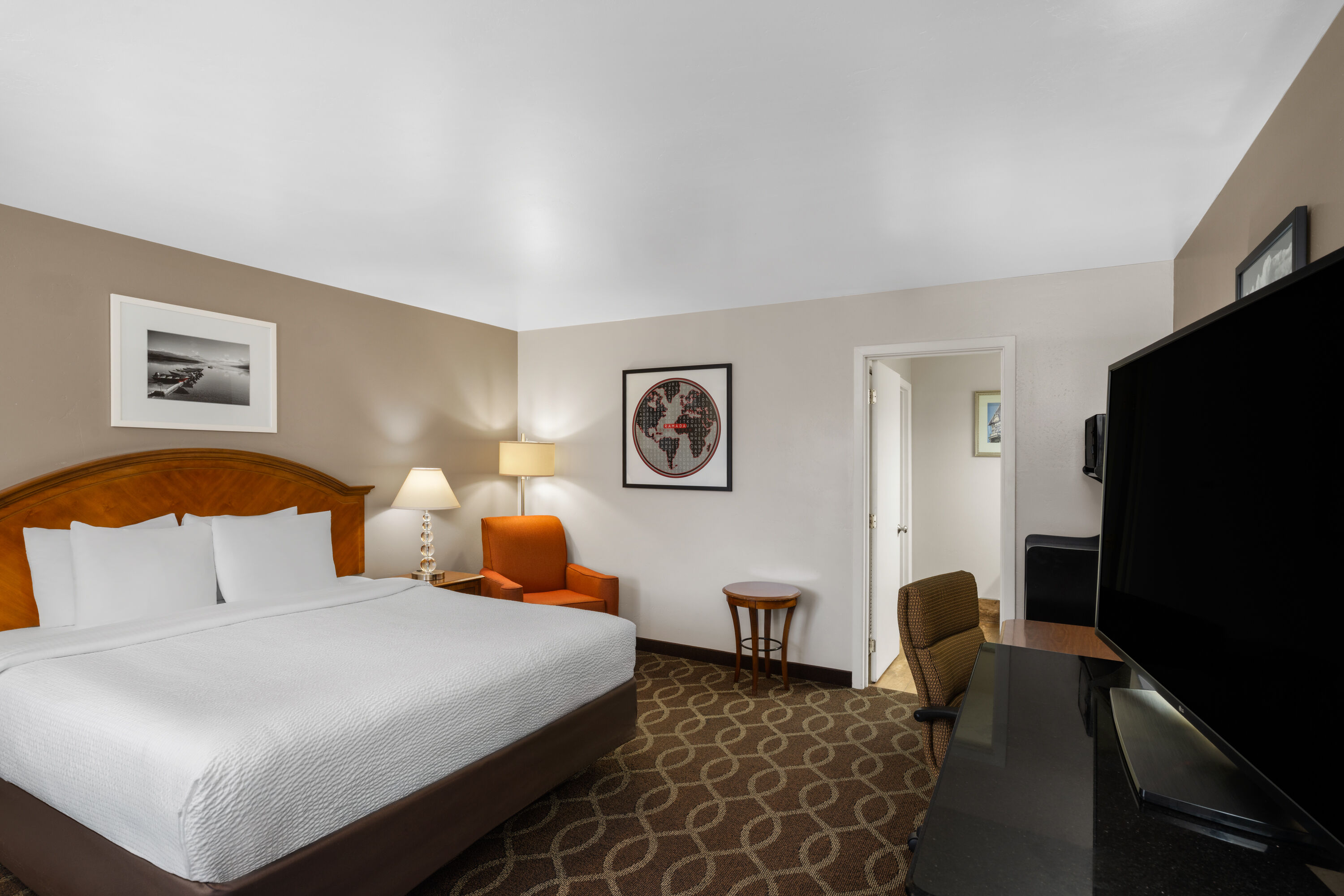 Guest room at the Ramada Bayside Inn & Suites Eureka in Eureka, California