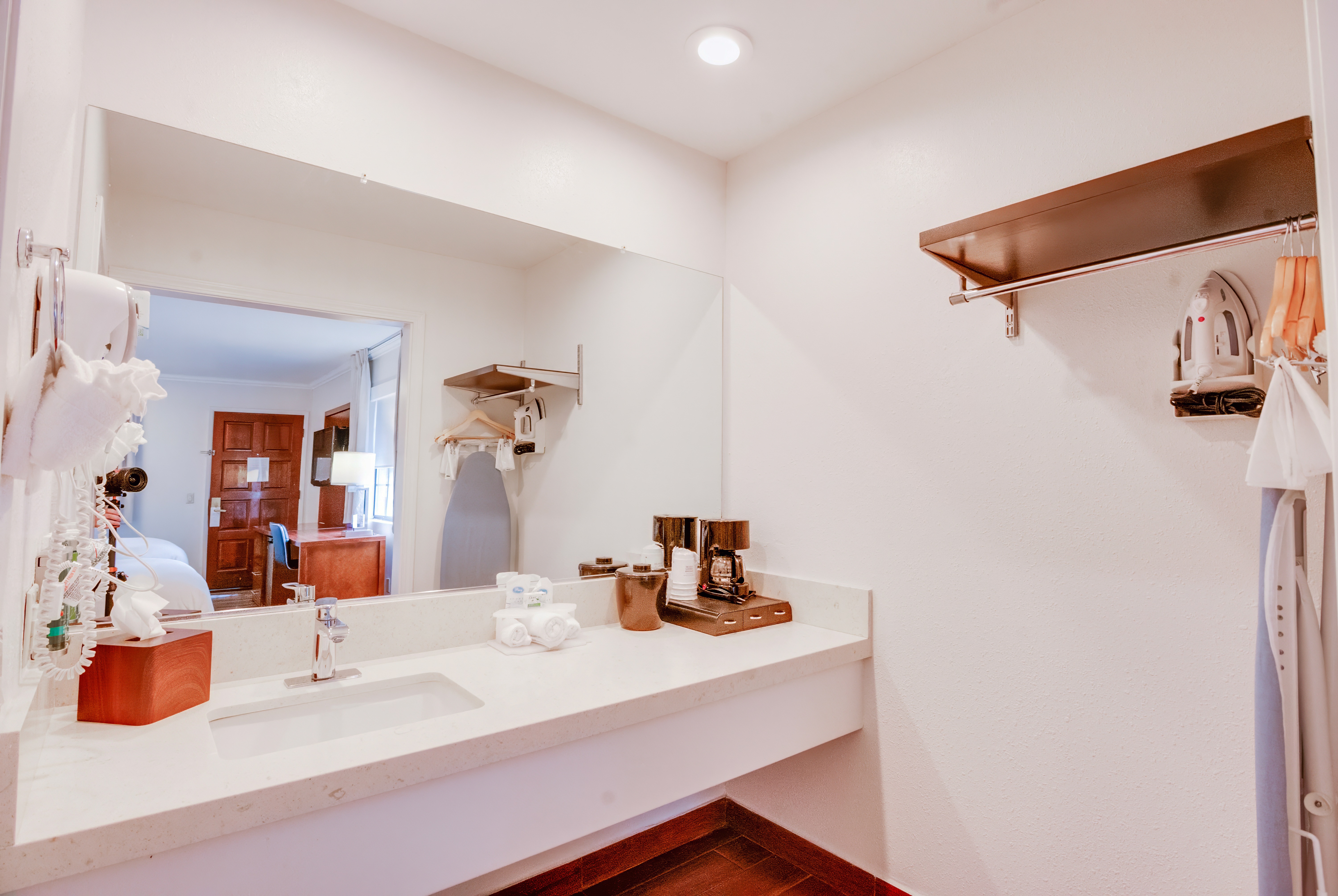 Guest room bath at the Ramada by Wyndham Mountain View in Mountain View, California