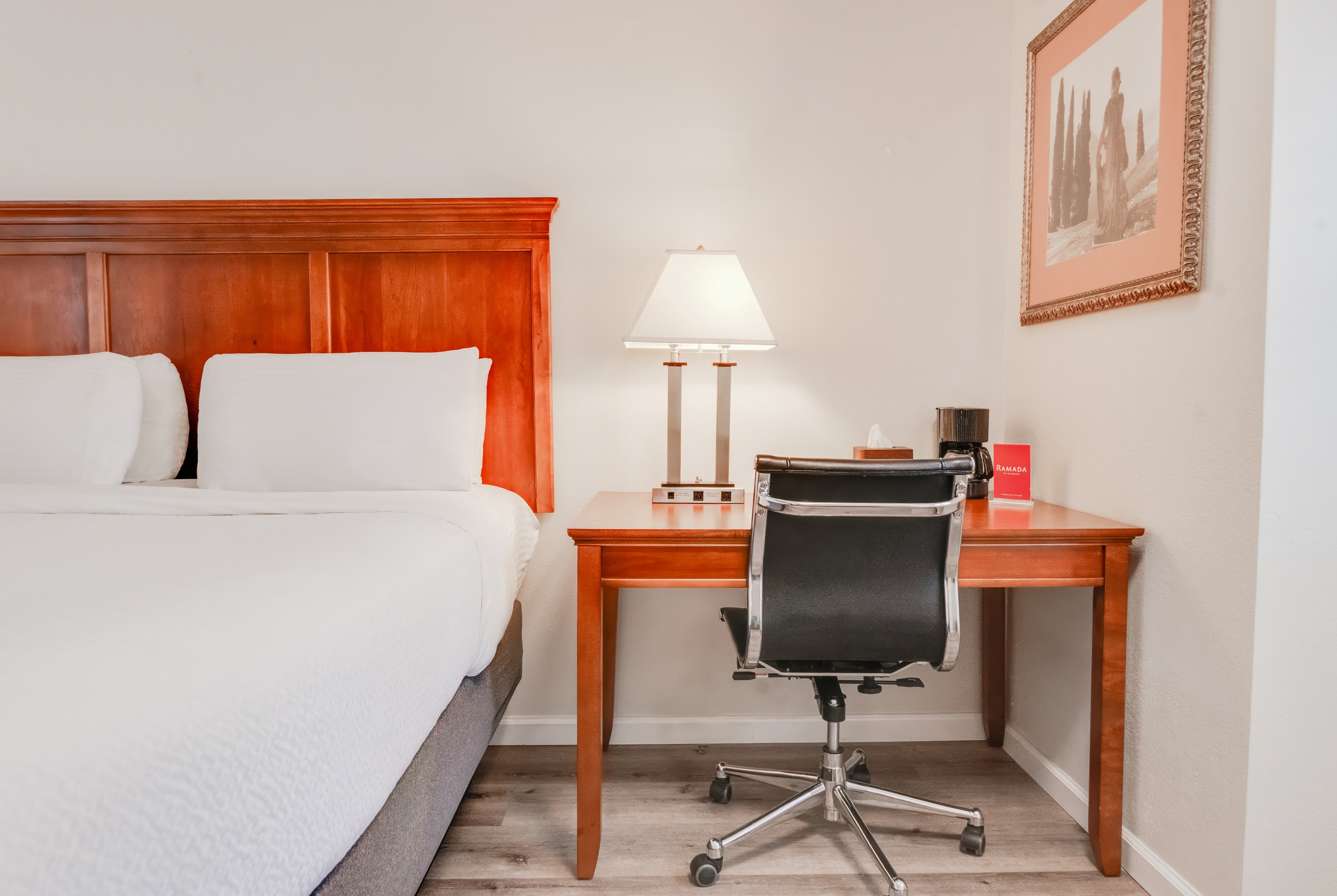 Guest room at the Ramada by Wyndham Mountain View in Mountain View, California