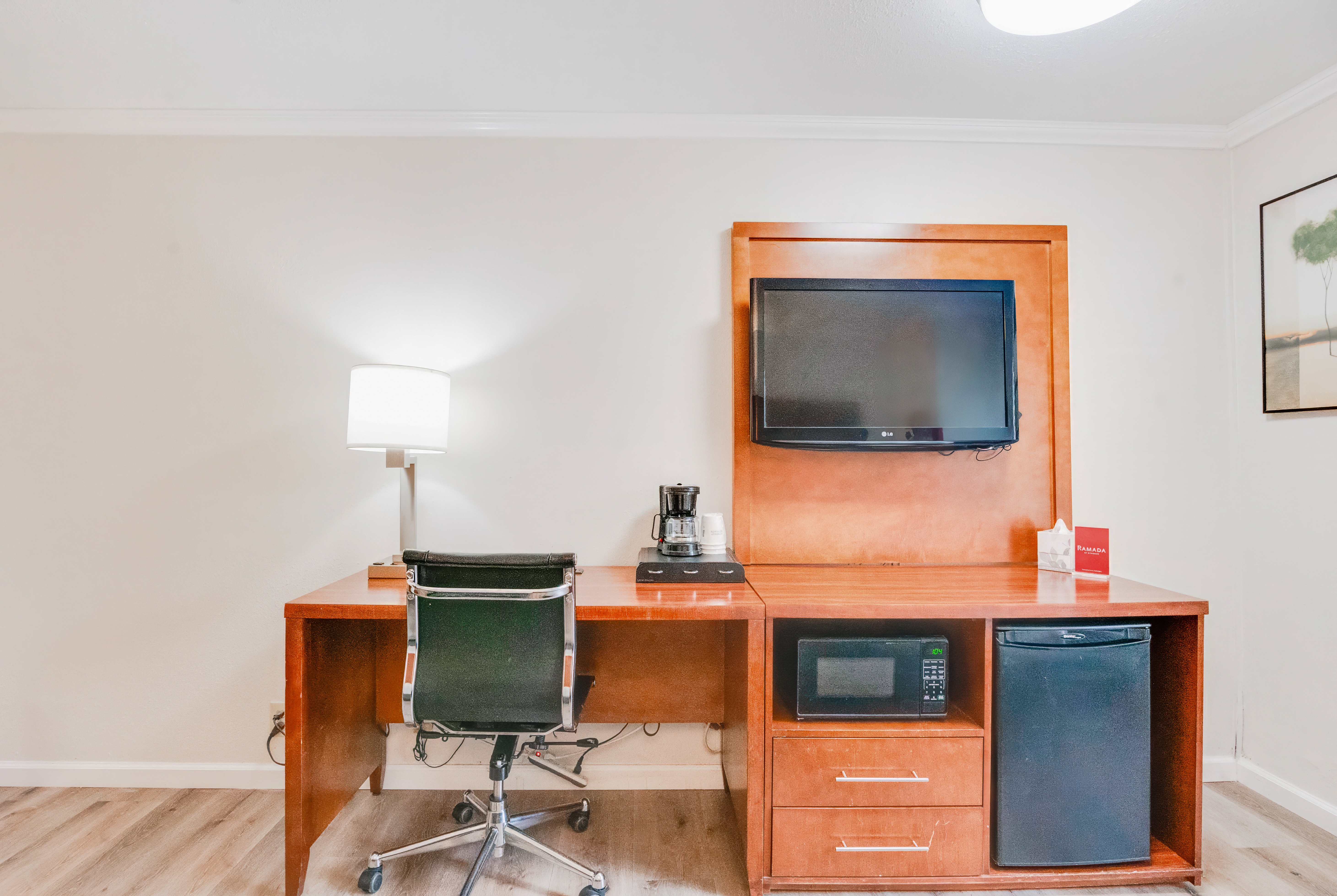Guest room feature at the Ramada by Wyndham Mountain View in Mountain View, California