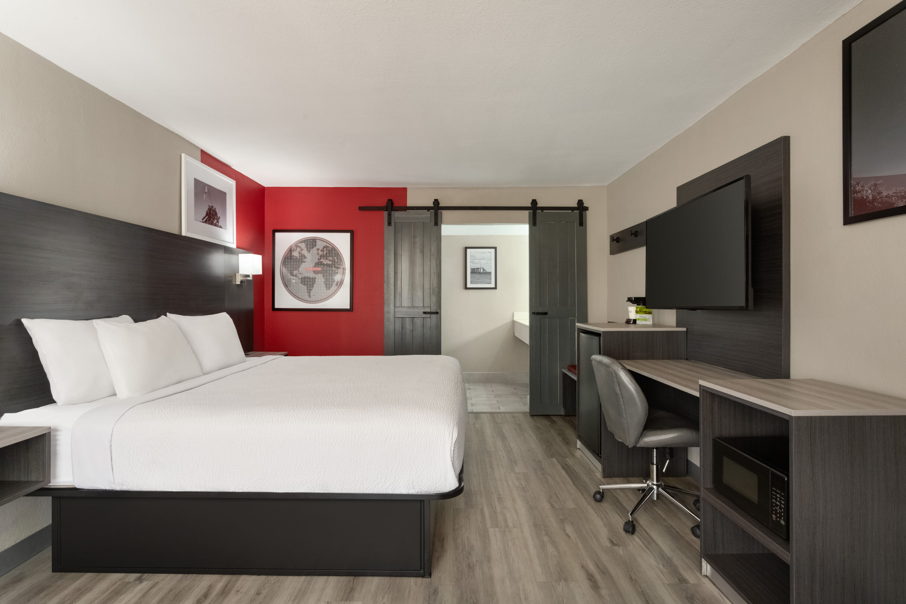 Guest room at the Ramada by Wyndham Cocoa in Cocoa, Florida