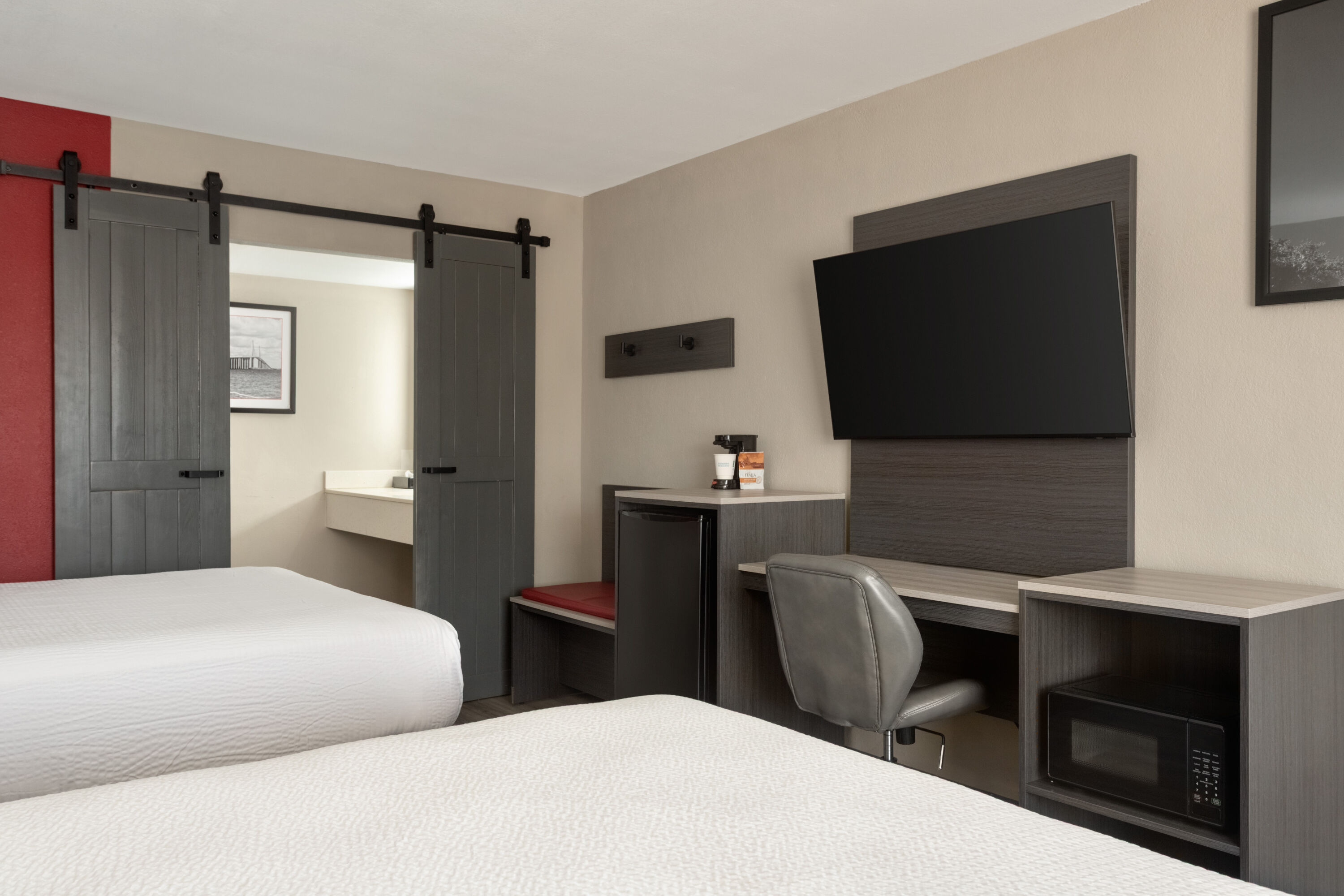 Guest room at the Ramada by Wyndham Cocoa in Cocoa, Florida