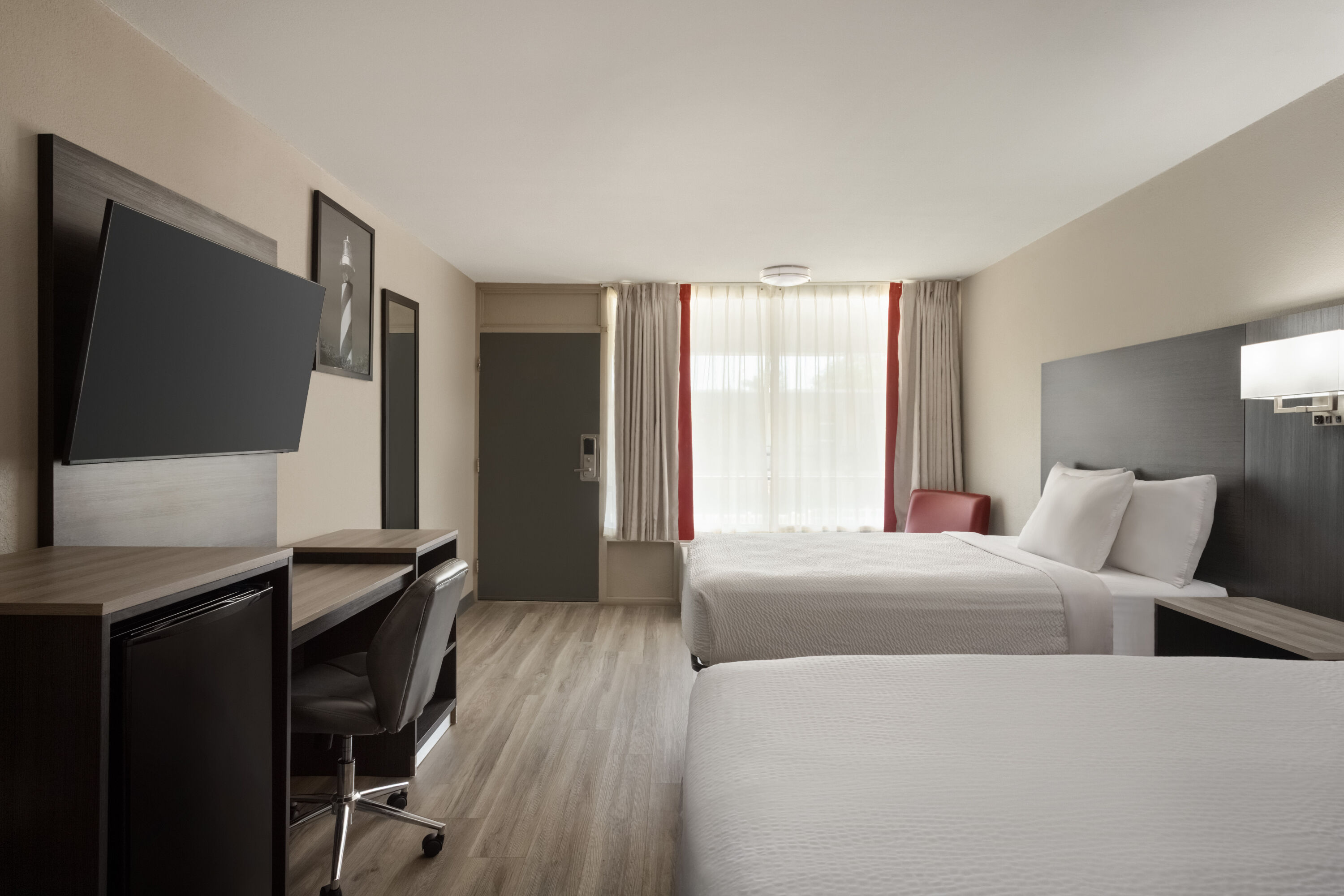 Guest room at the Ramada by Wyndham Cocoa in Cocoa, Florida