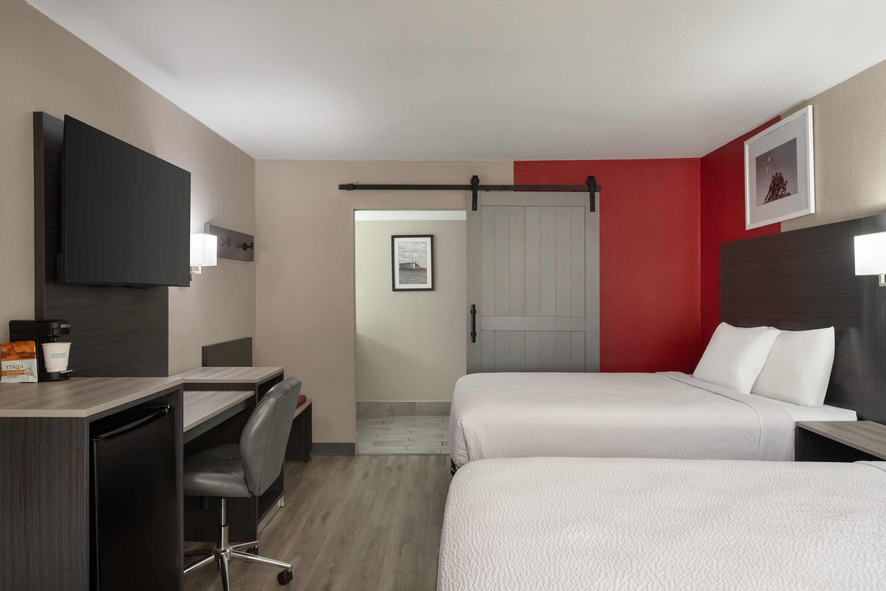 Guest room at the Ramada by Wyndham Cocoa in Cocoa, Florida