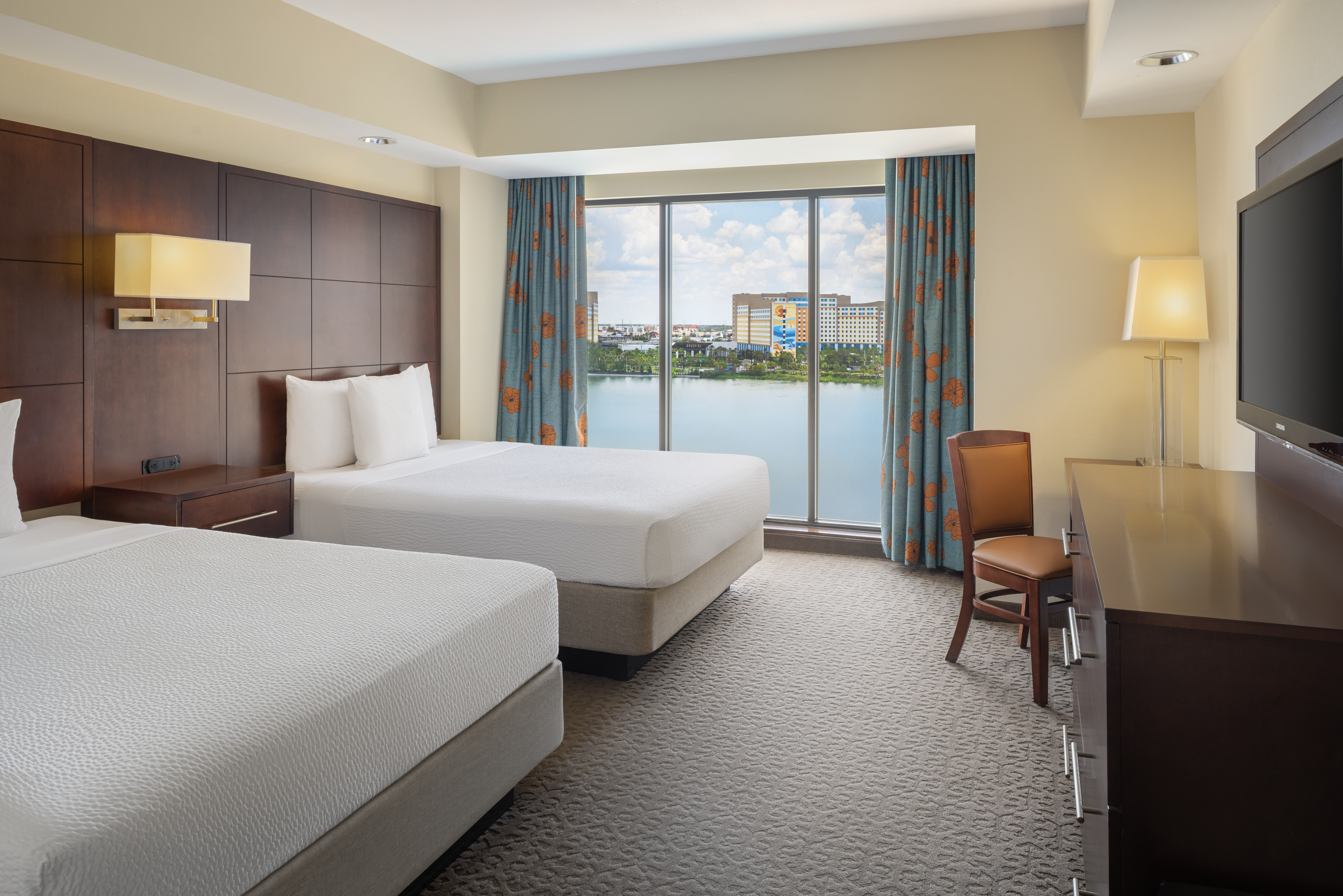 Guest room at the Ramada Plaza by Wyndham Orlando Resort & Suites Intl Drive in Orlando, Florida