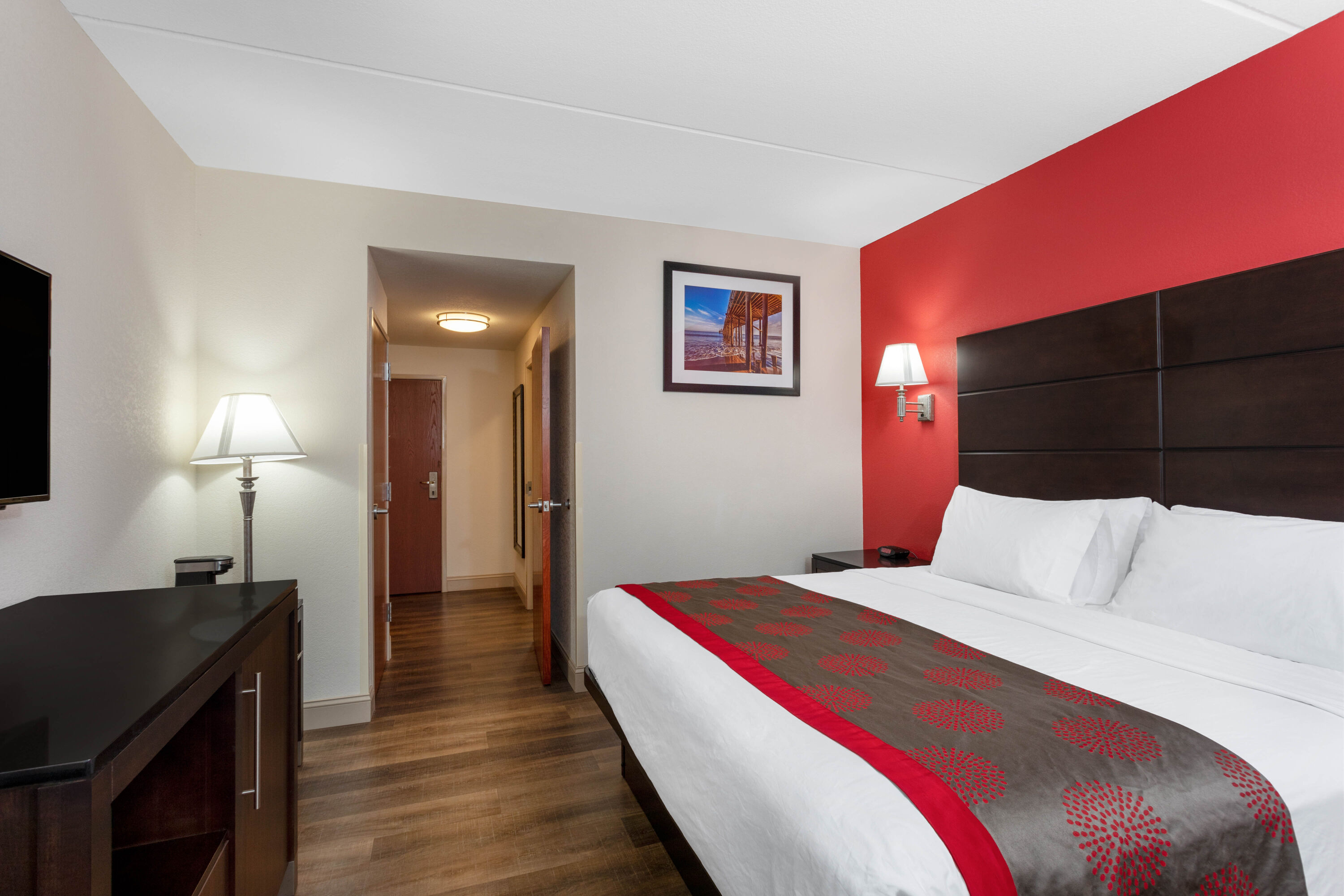 Guest room at the Ramada by Wyndham Panama City in Panama City, Florida