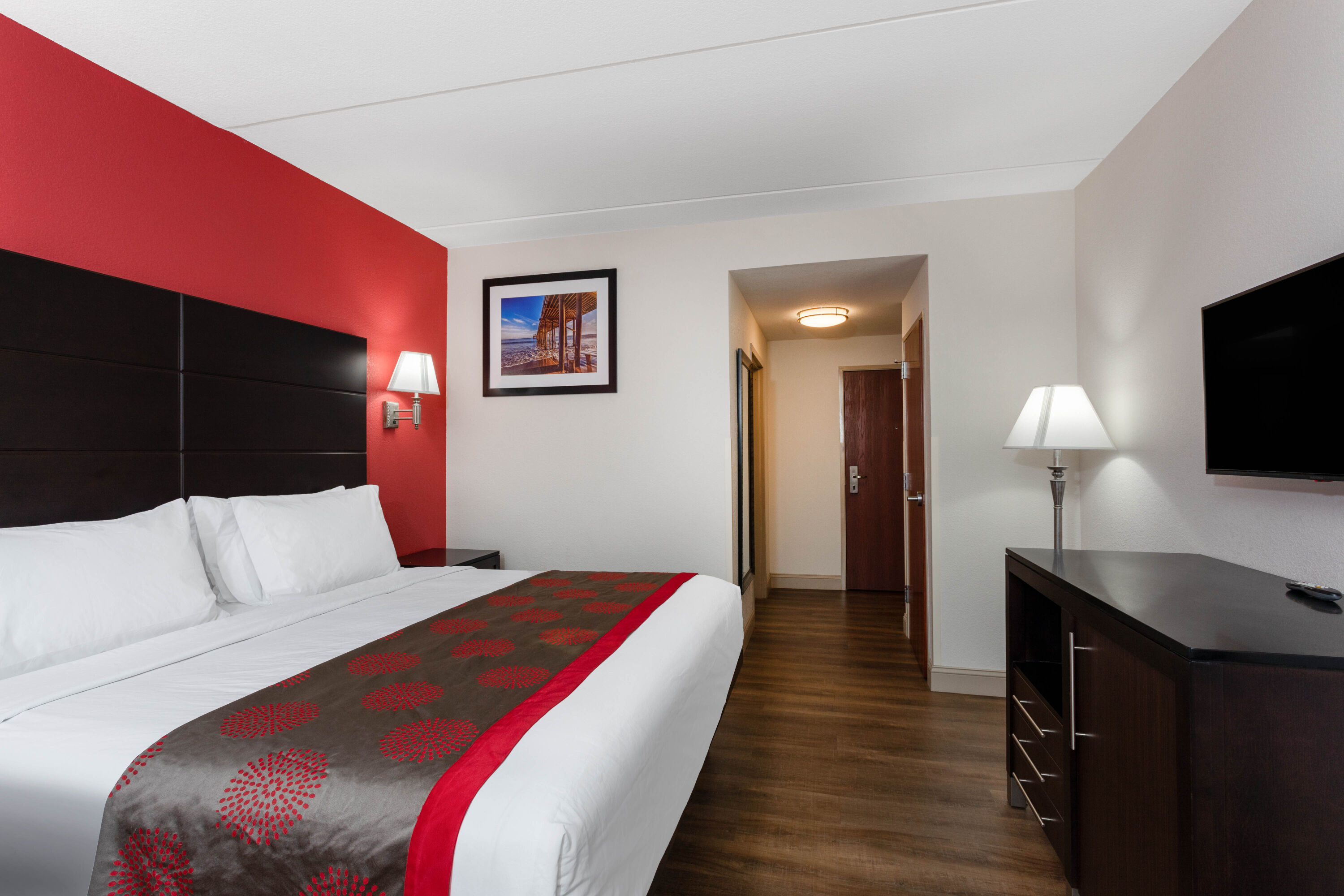 Guest room at the Ramada by Wyndham Panama City in Panama City, Florida