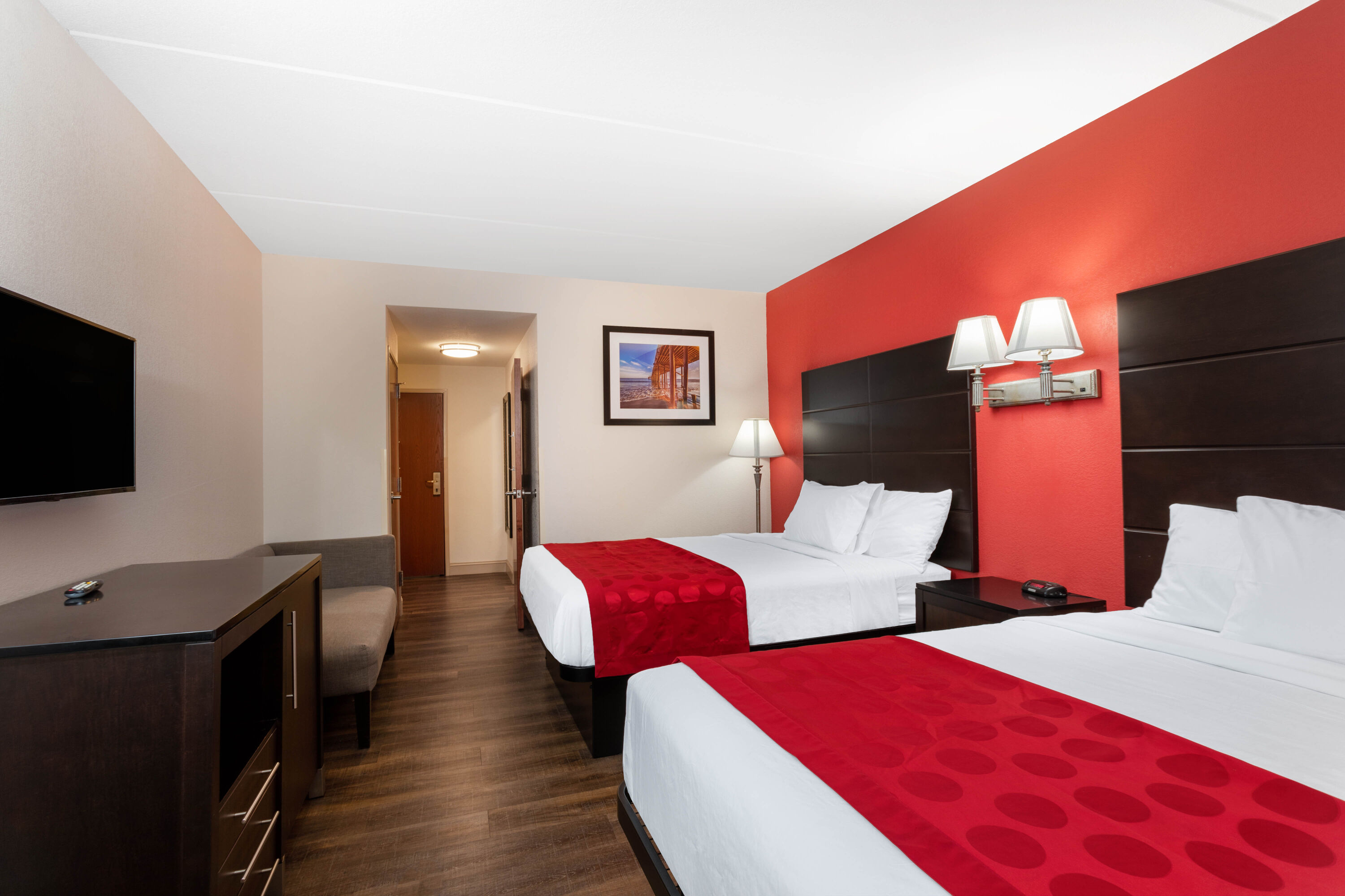 Guest room at the Ramada by Wyndham Panama City in Panama City, Florida