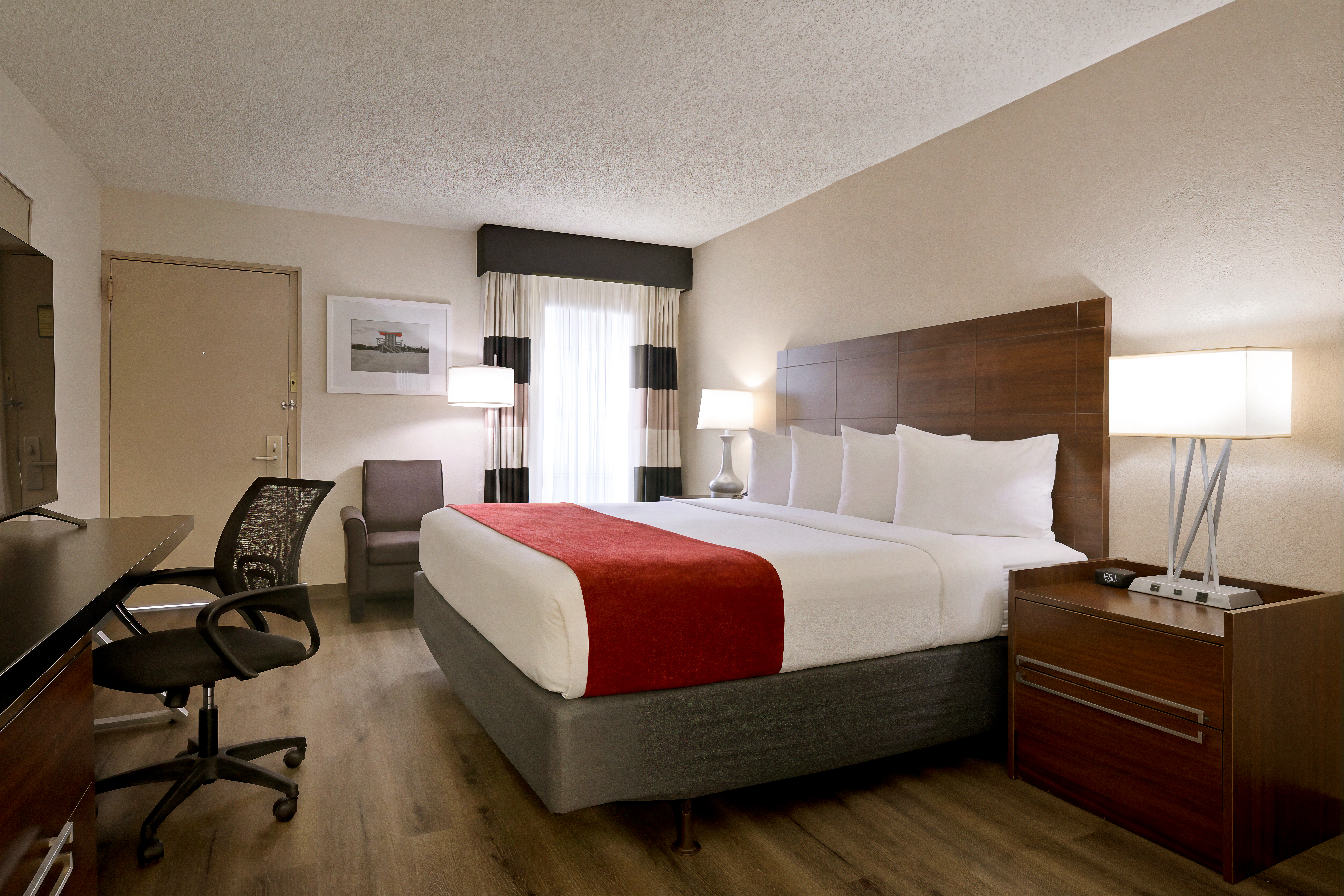 Guest room at the Ramada by Wyndham Sarasota Waterfront in Sarasota, Florida