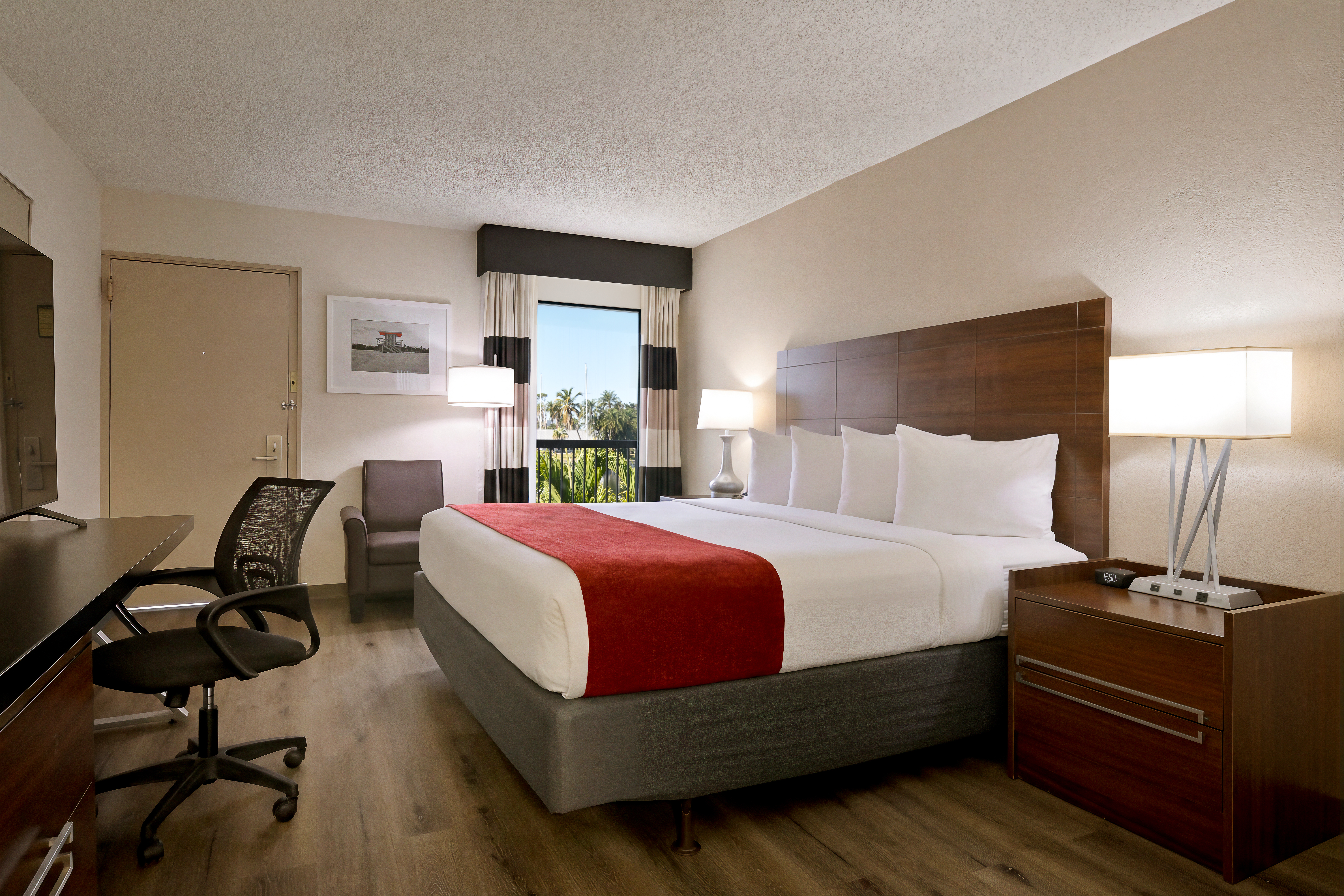 Guest room at the Ramada by Wyndham Sarasota Waterfront in Sarasota, Florida