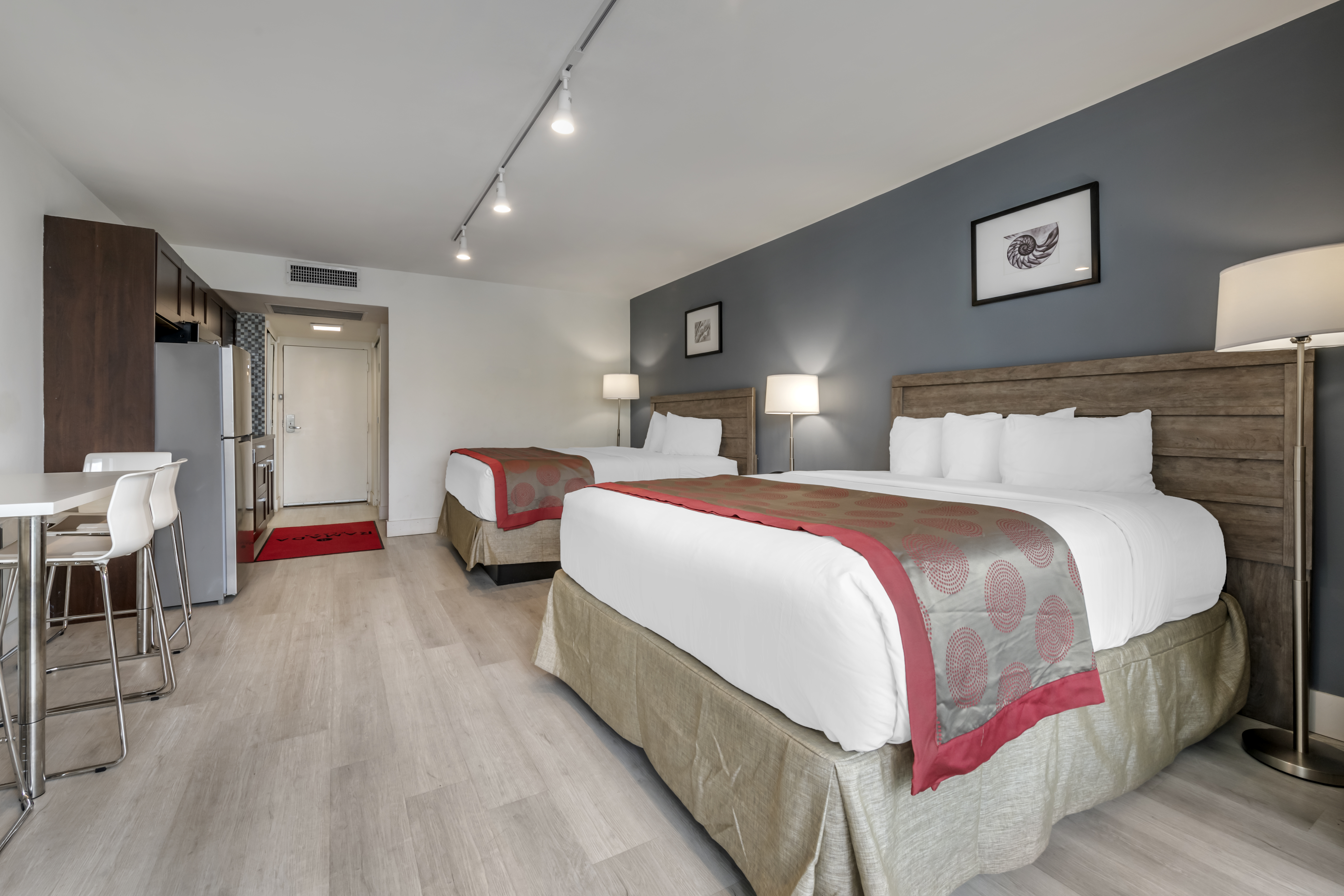 Guest room at the Ramada Plaza by Wyndham Marco Polo Beach Resort in Sunny Isles Beach, Florida