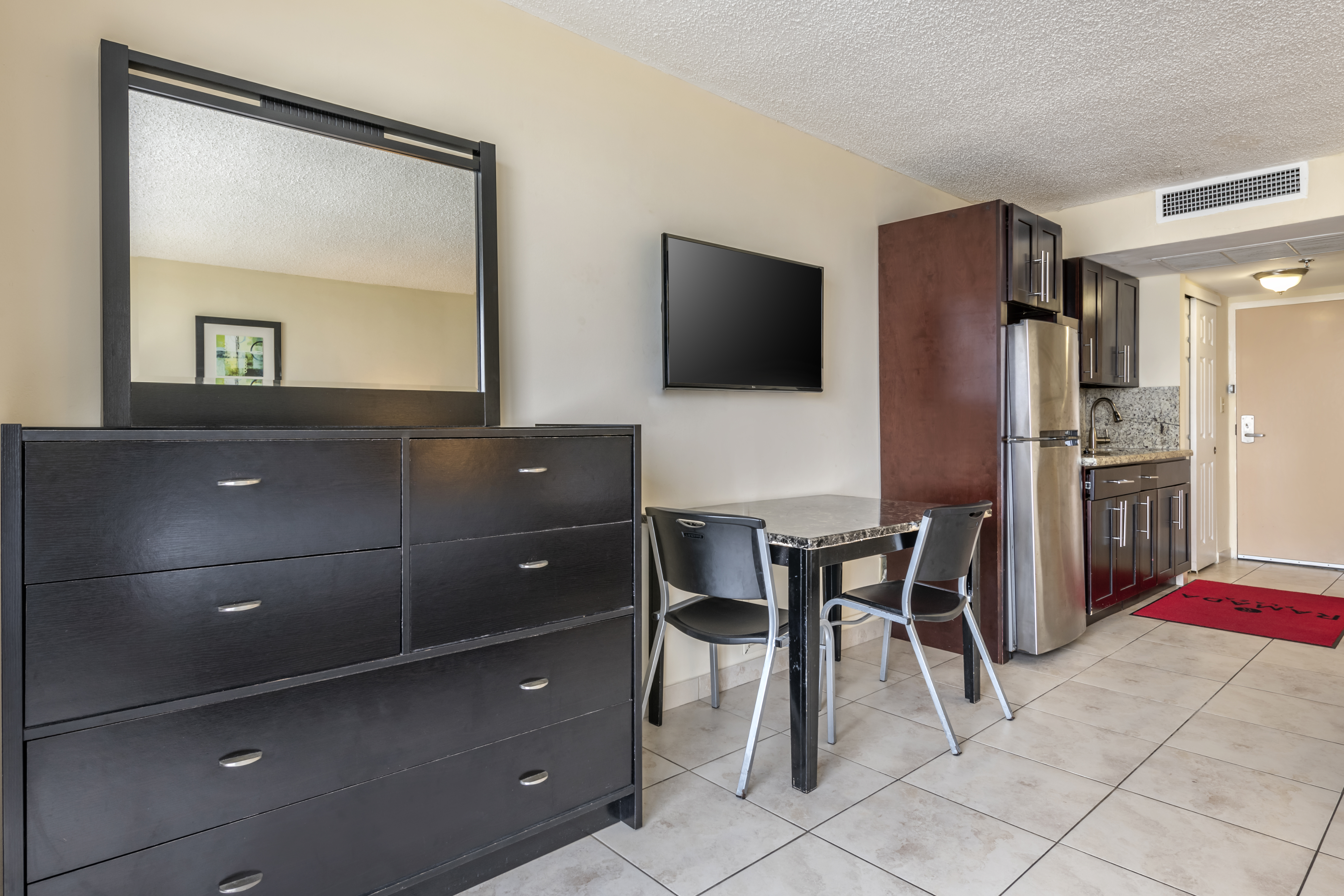 Guest room at the Ramada Plaza by Wyndham Marco Polo Beach Resort in Sunny Isles Beach, Florida