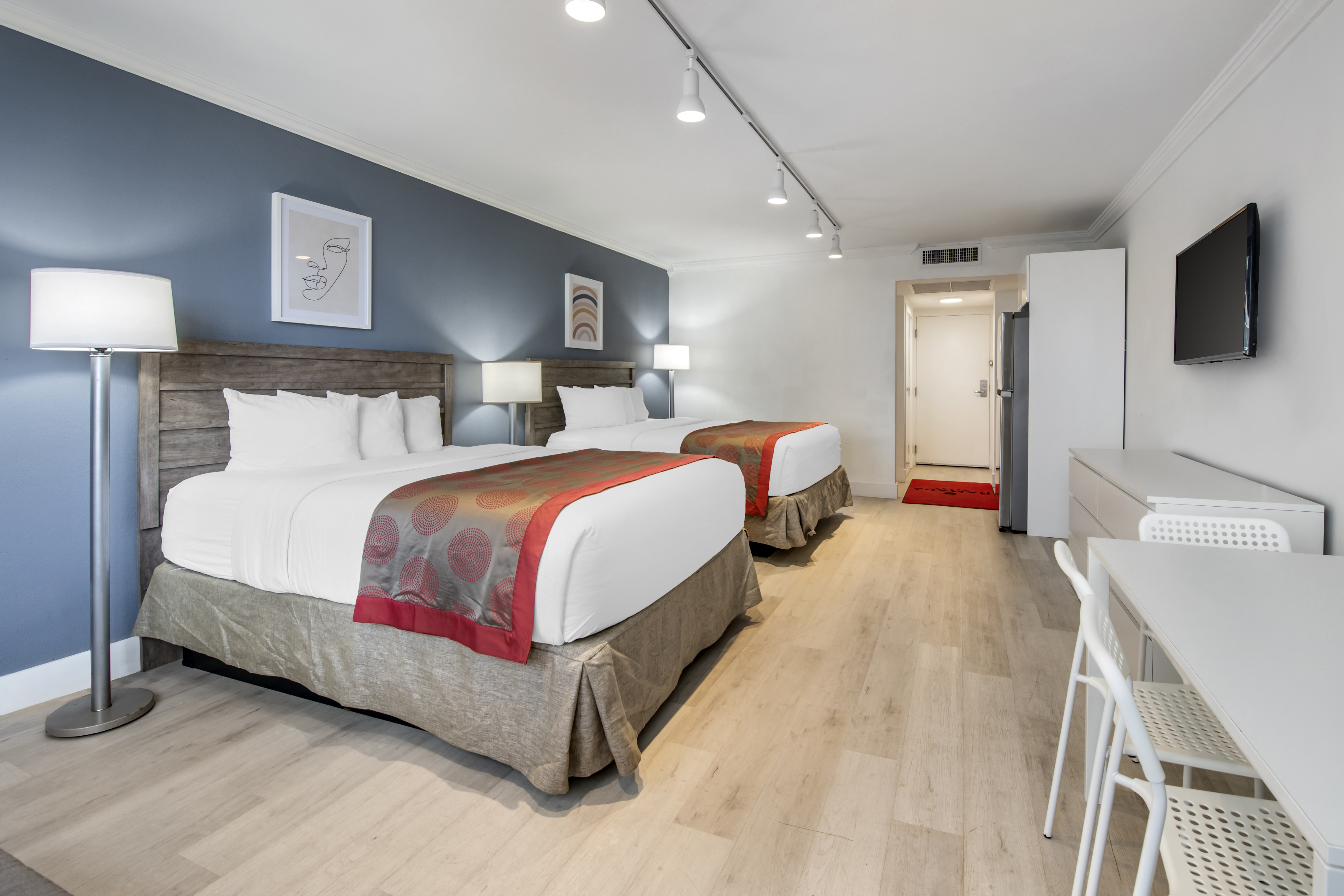 Guest room at the Ramada Plaza by Wyndham Marco Polo Beach Resort in Sunny Isles Beach, Florida