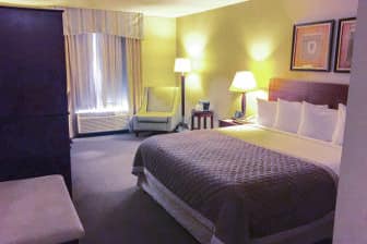 Guest room at the Ramada Plaza Atlanta Airport in Atlanta, Georgia