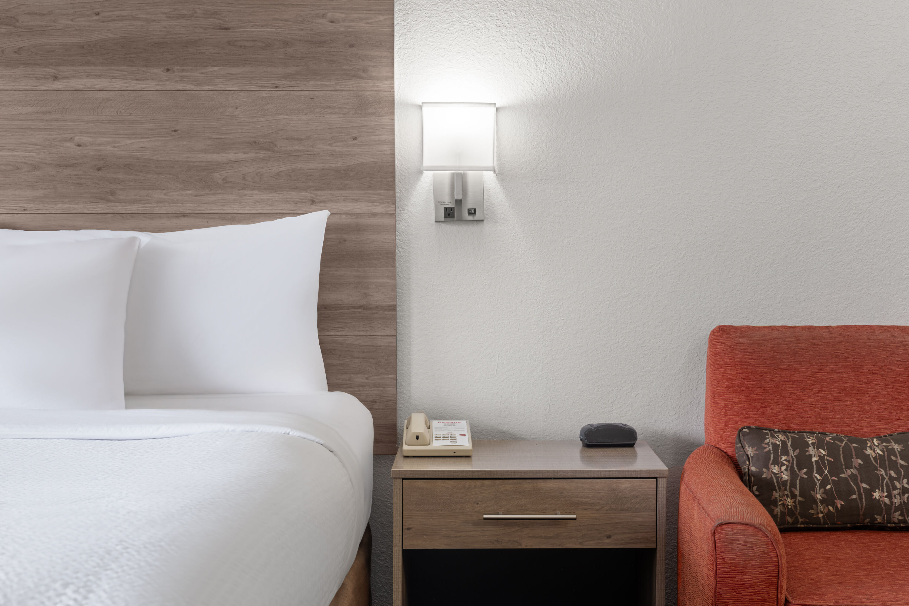 Guest room at the Ramada by Wyndham Cedar Rapids South in Cedar Rapids, Iowa