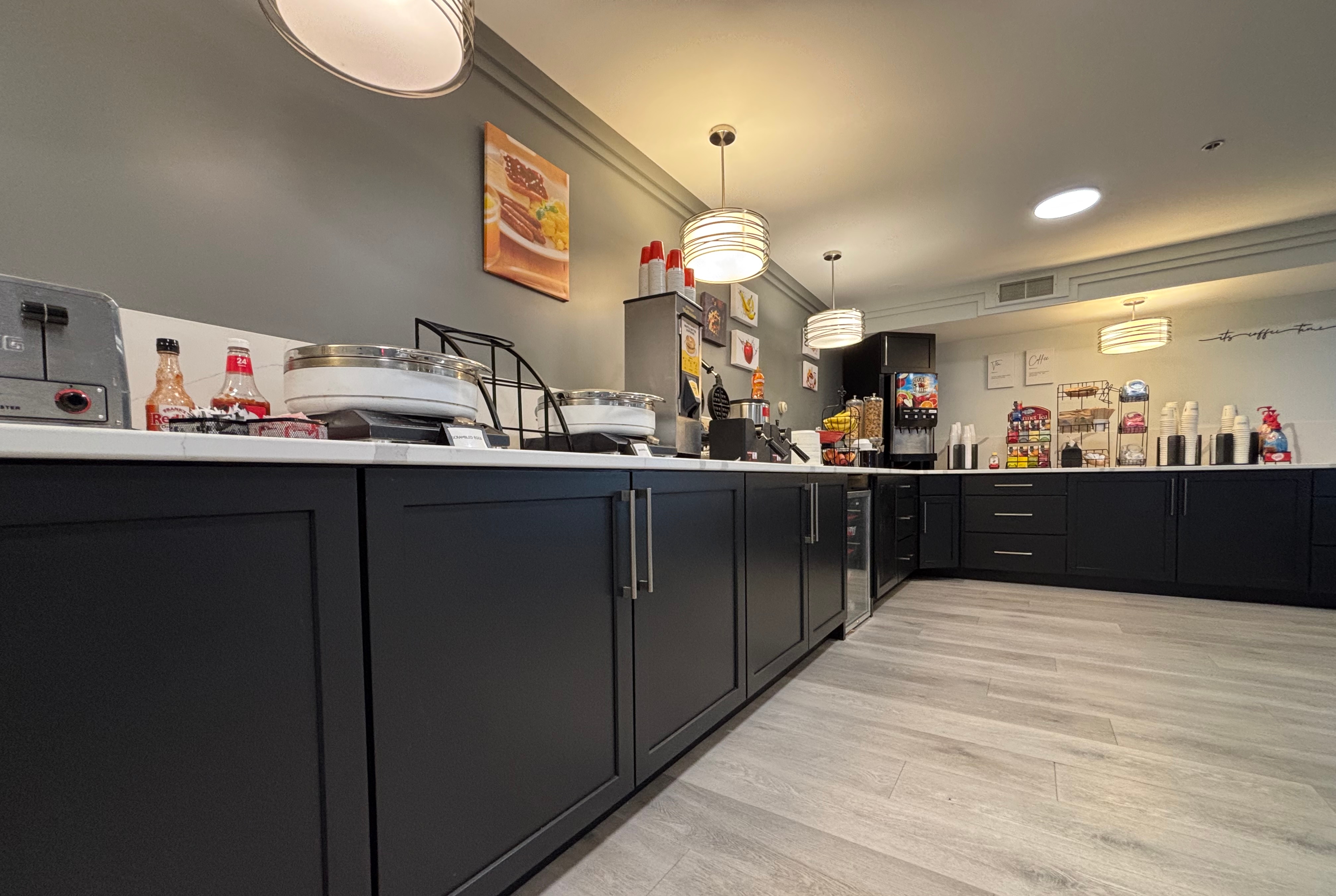 Ramada by Wyndham Springfield North restaurant breakfast area close up in Springfield, Illinois