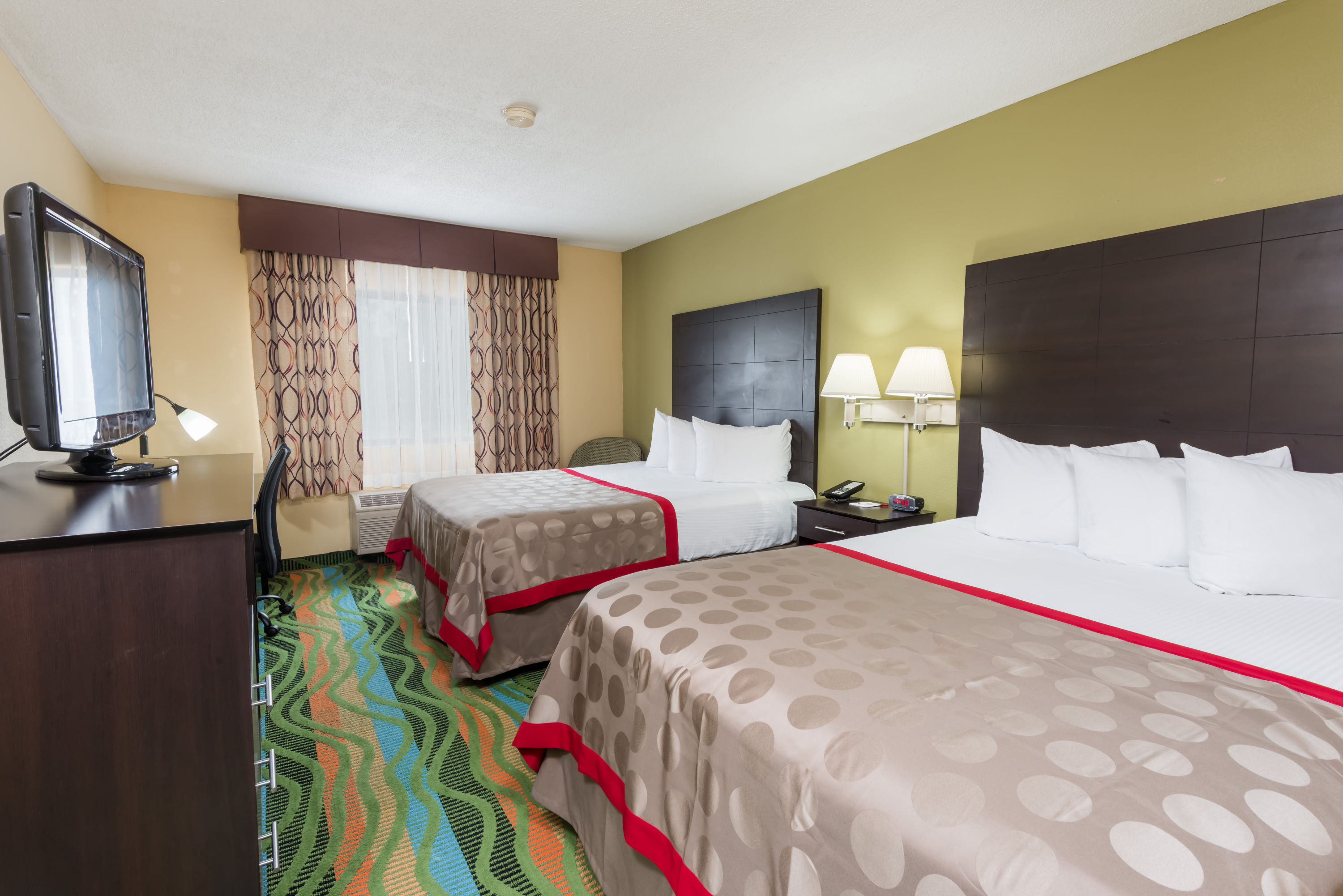 Guest room at the Ramada by Wyndham Vandalia in Vandalia, Illinois