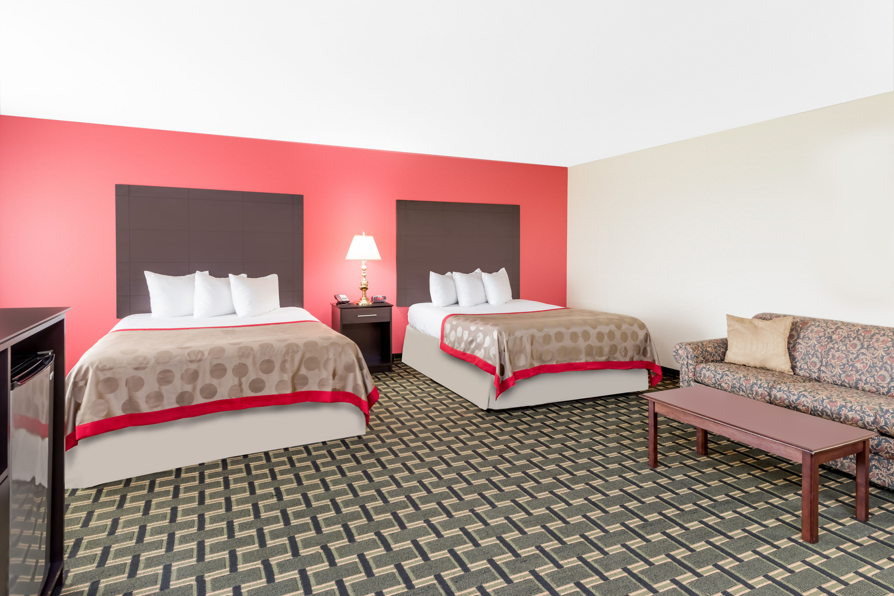 Guest room at the Ramada by Wyndham Vandalia in Vandalia, Illinois