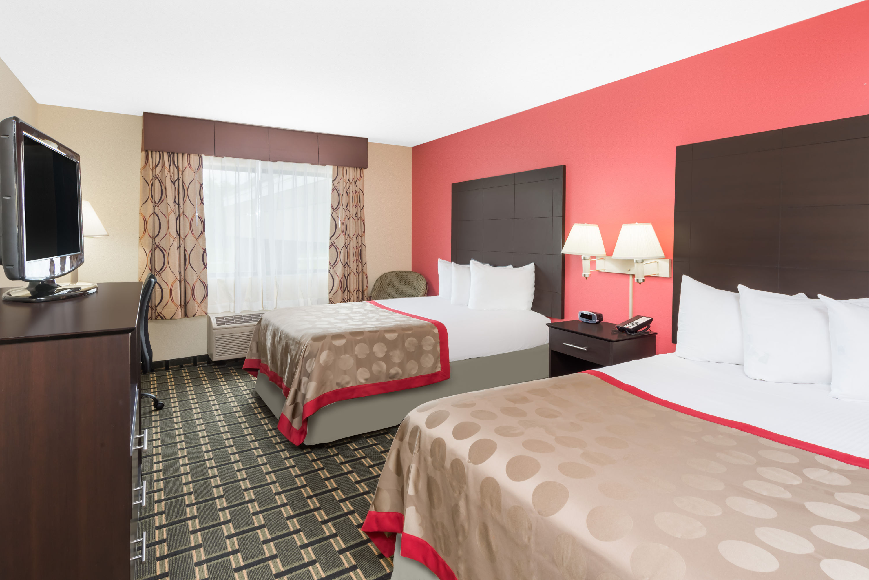 Guest room at the Ramada by Wyndham Vandalia in Vandalia, Illinois