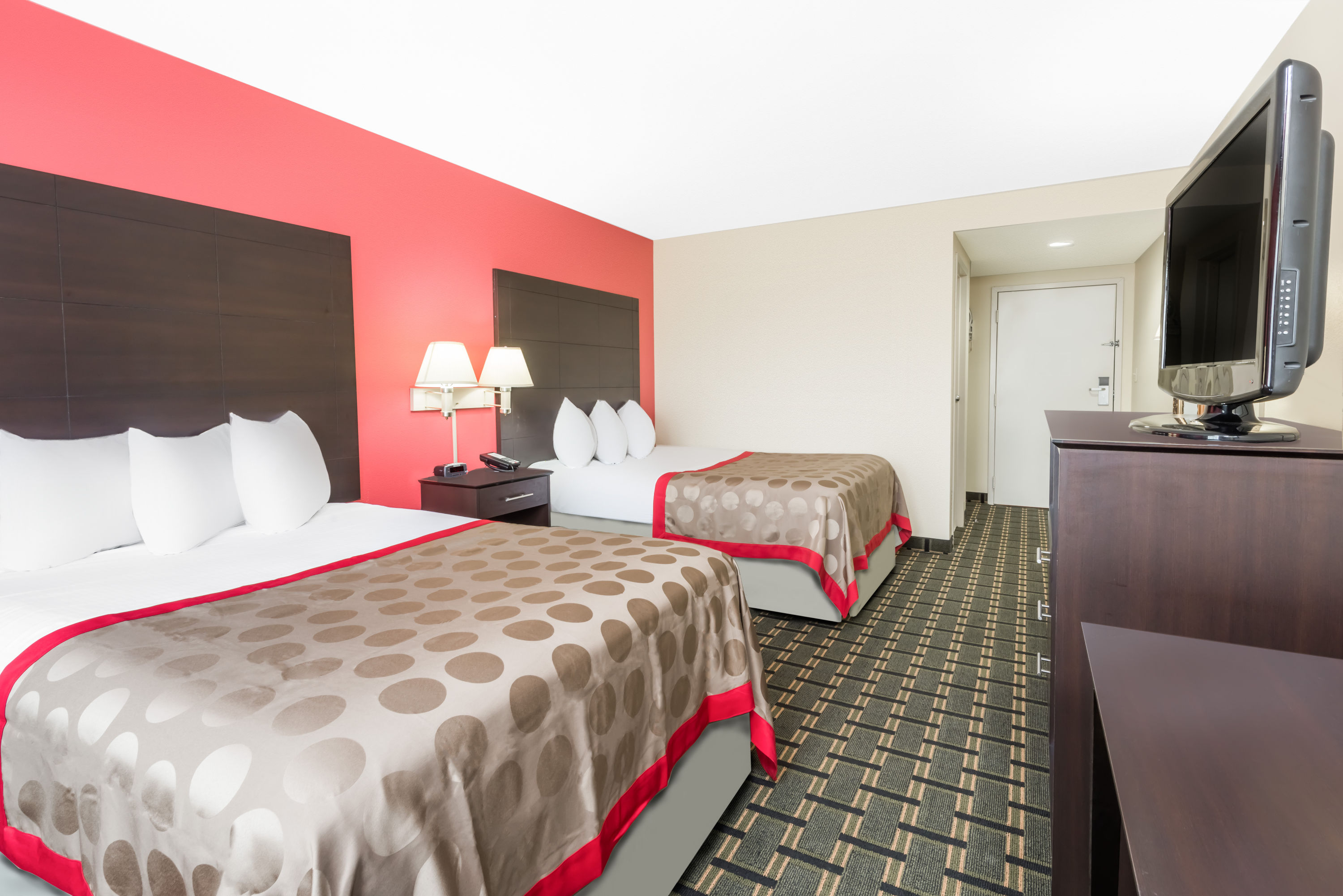 Guest room at the Ramada by Wyndham Vandalia in Vandalia, Illinois