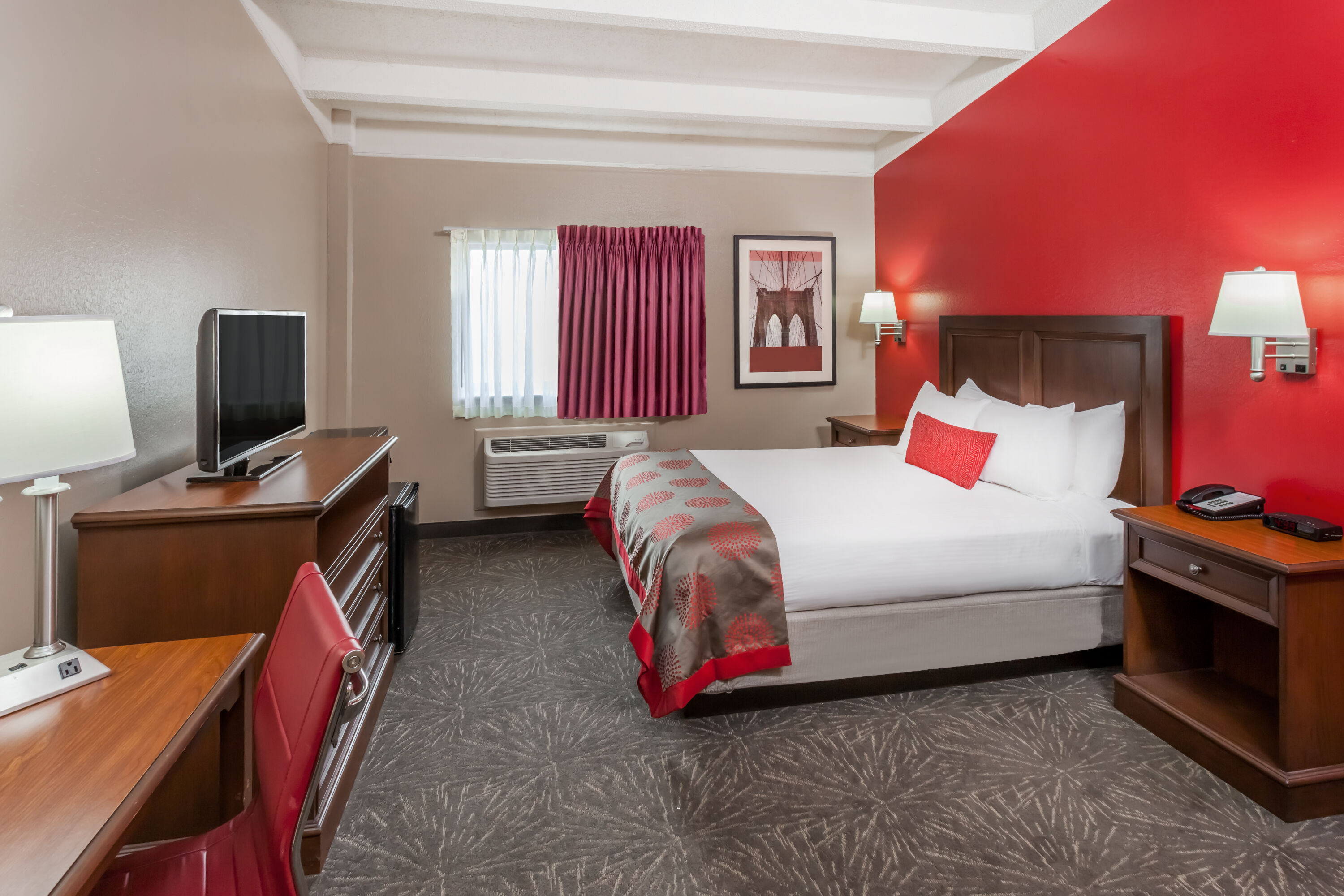 Guest room at the Ramada by Wyndham Hammond Hotel & Conference Center in Hammond, Indiana