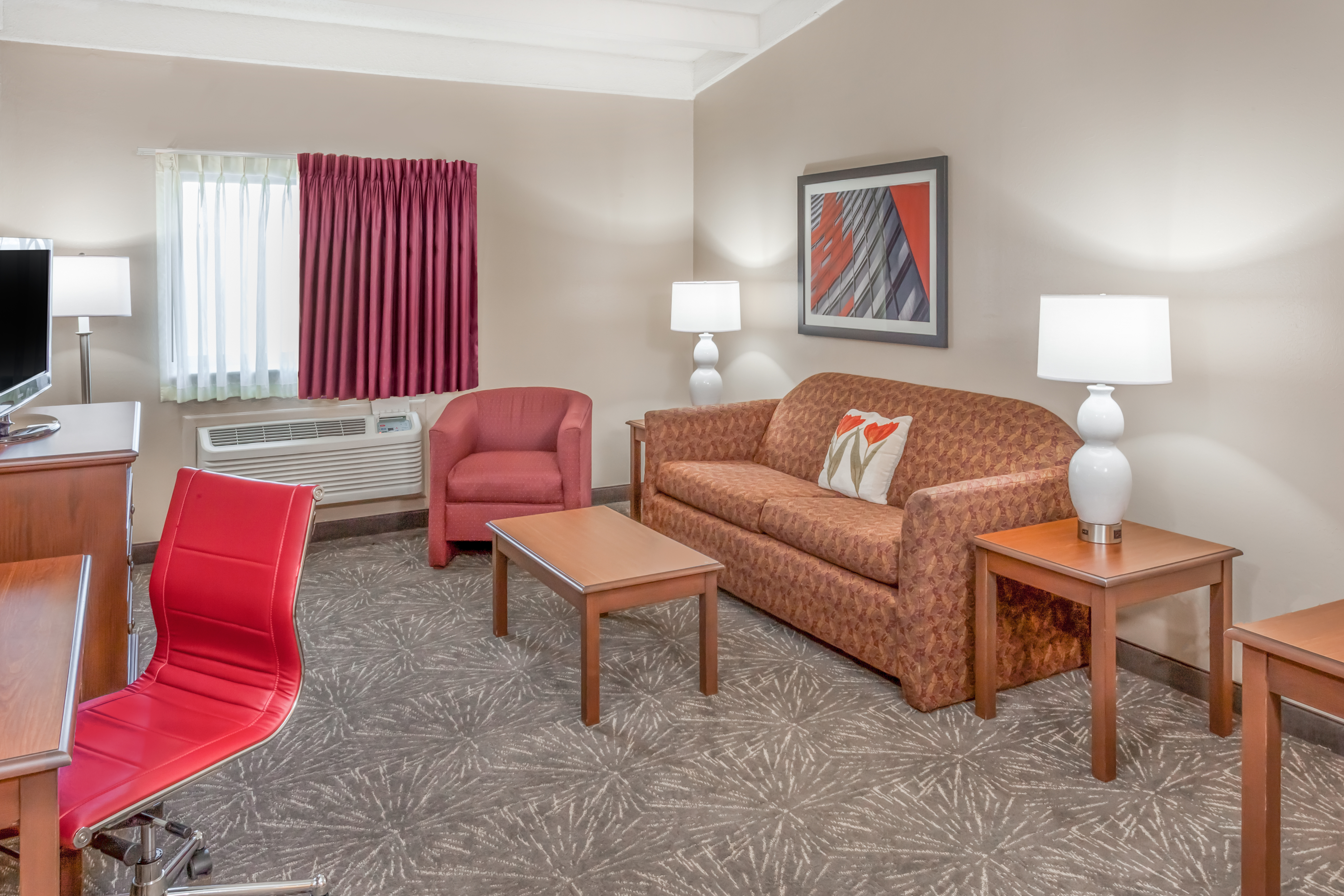 Guest room at the Ramada by Wyndham Hammond Hotel & Conference Center in Hammond, Indiana