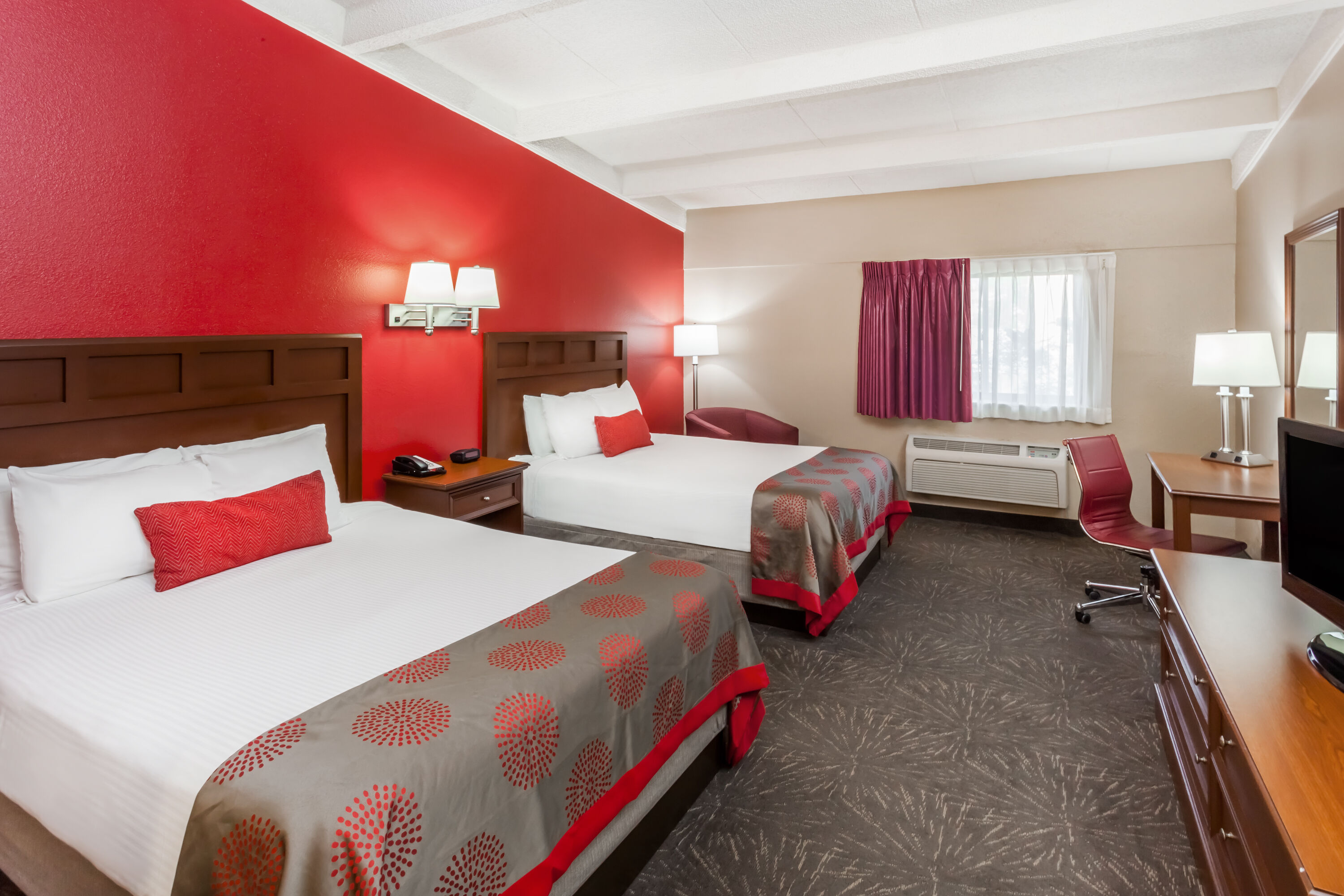 Guest room at the Ramada by Wyndham Hammond Hotel & Conference Center in Hammond, Indiana