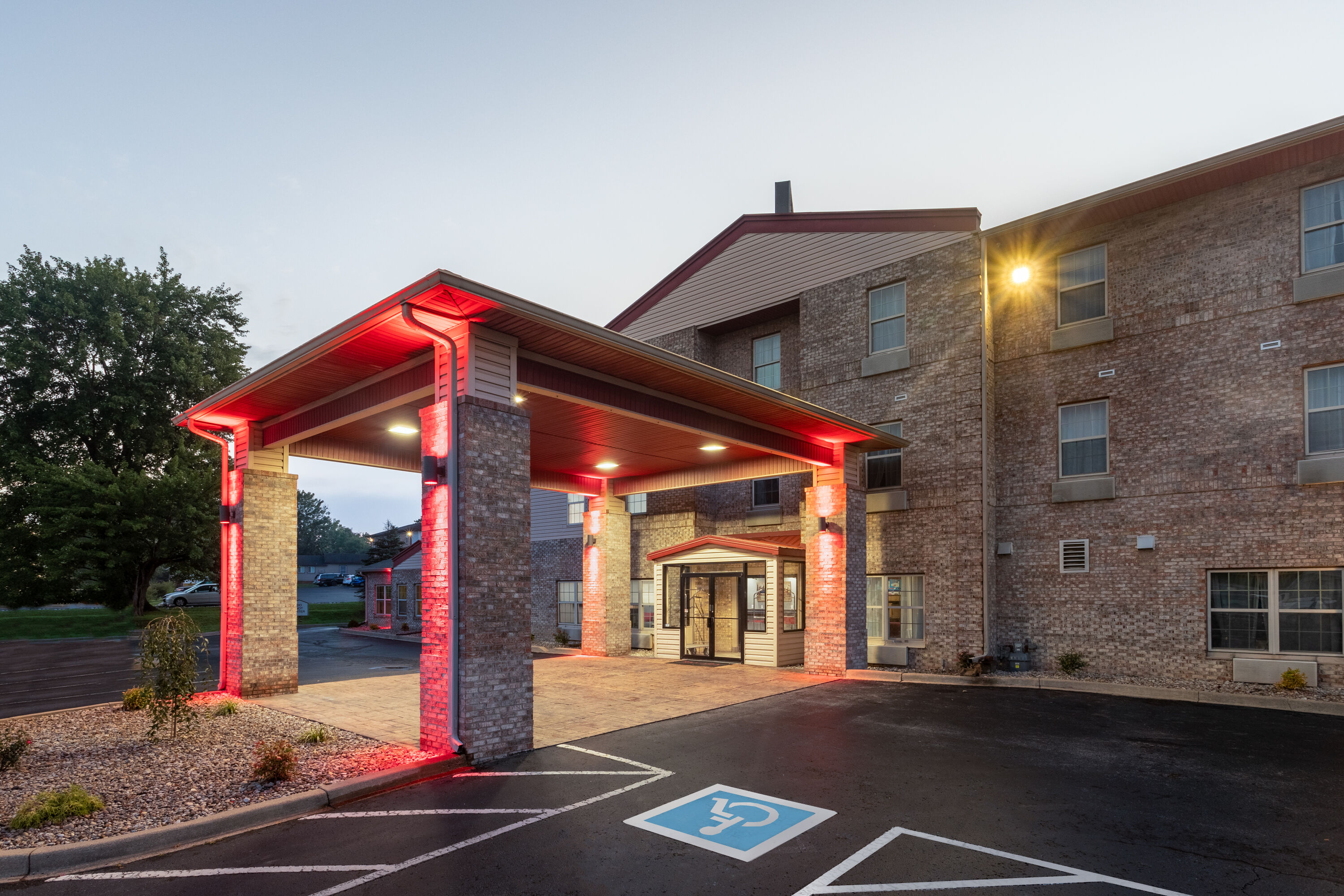 Exterior Dusk Image of Ramada by Wyndham Sellersburg/Louisville North hotel in Sellersburg, Indiana
