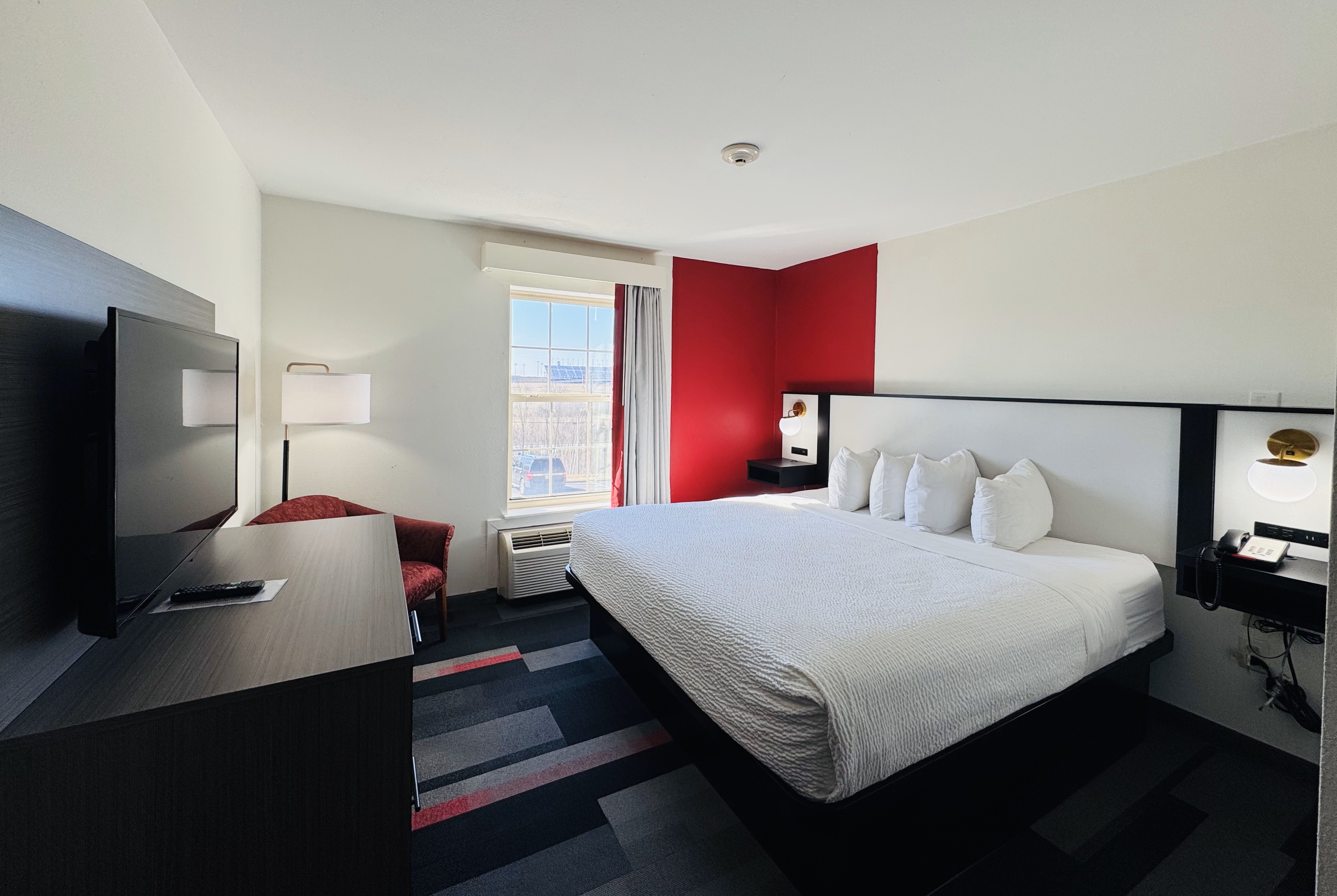 Guest room at the Ramada by Wyndham Sparta/At Speedway in Sparta, Kentucky