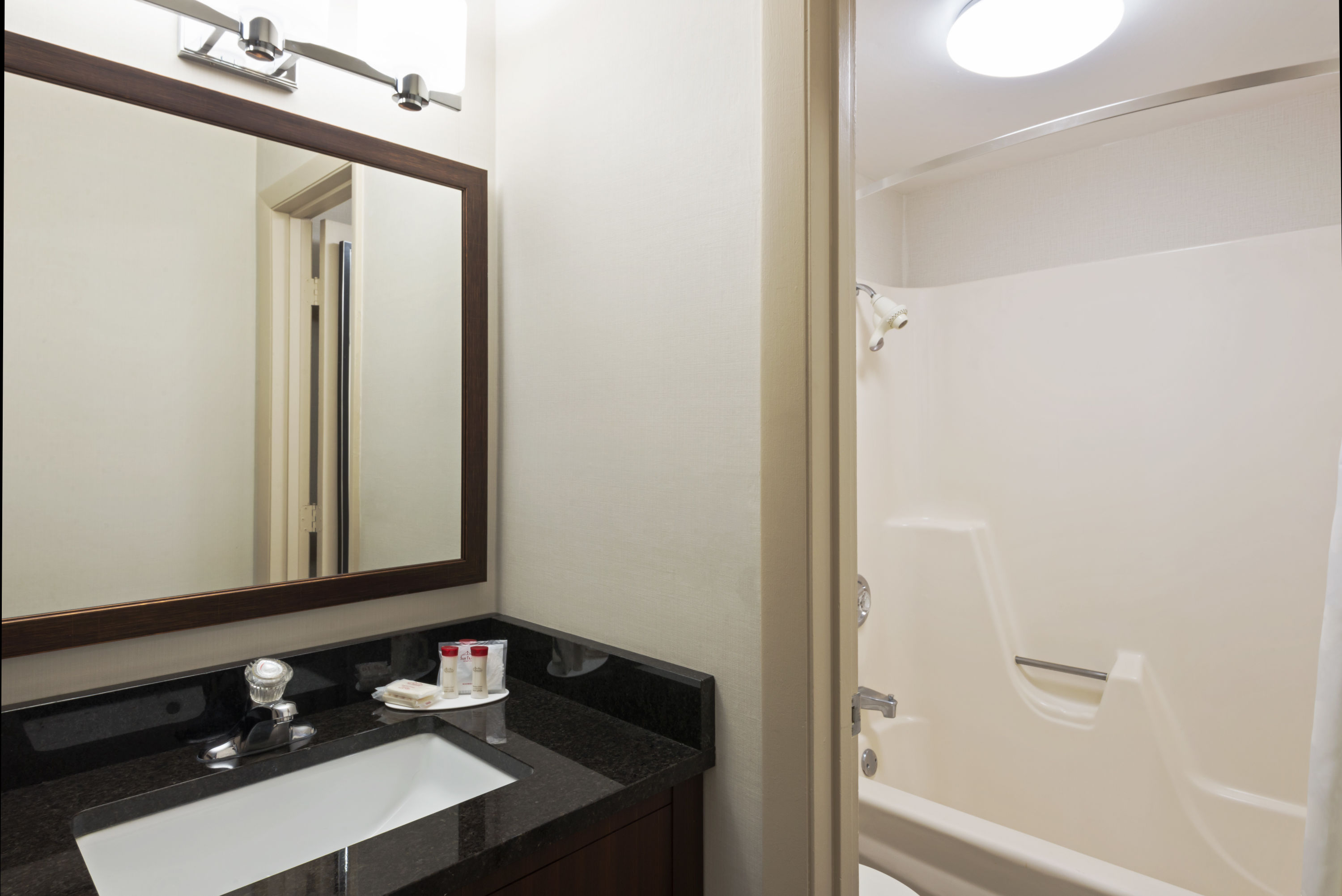 Guest room bath at the Ramada by Wyndham Boston in Boston, Massachusetts