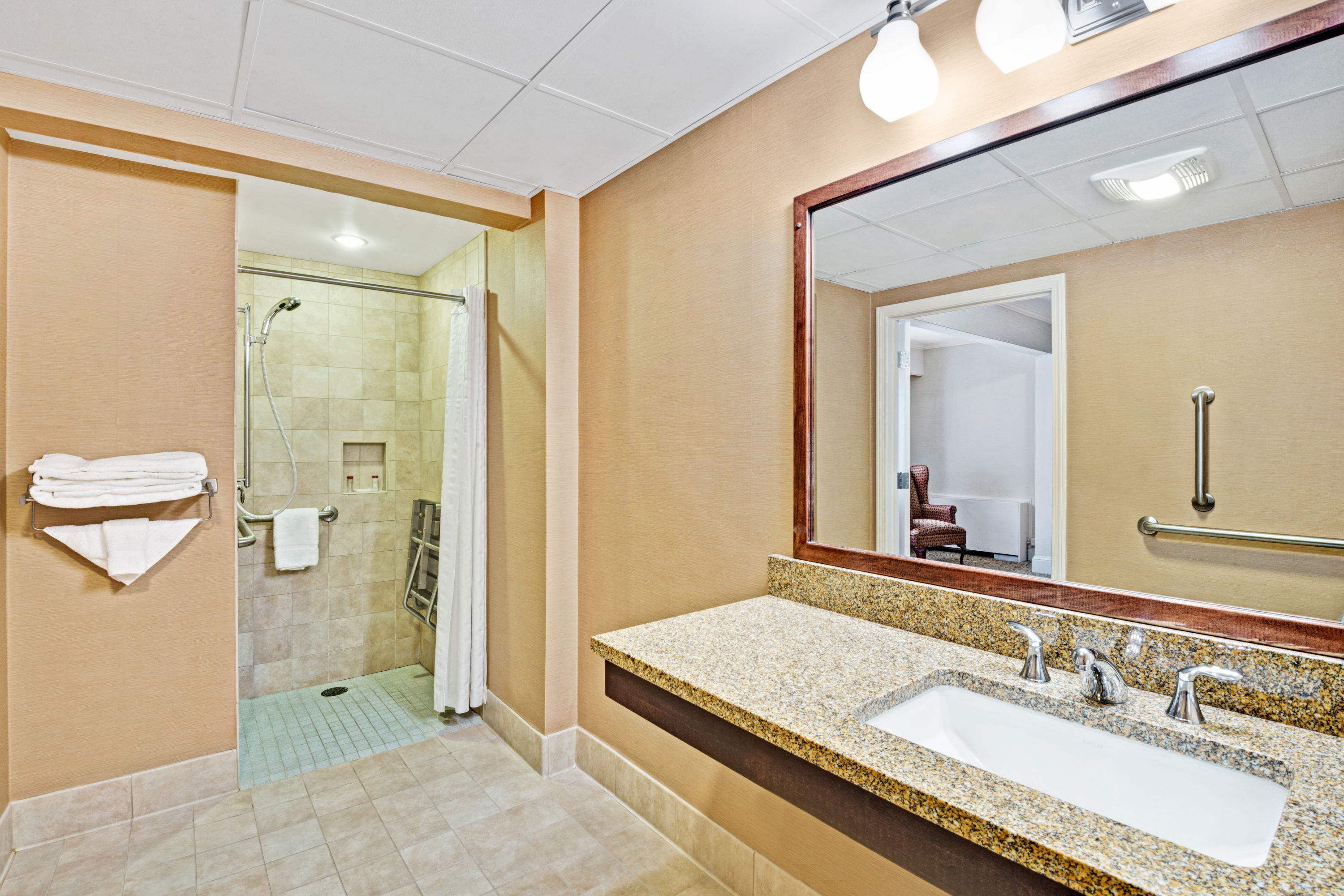 Guest room at the Ramada by Wyndham Seekonk Providence Area in Seekonk, Massachusetts