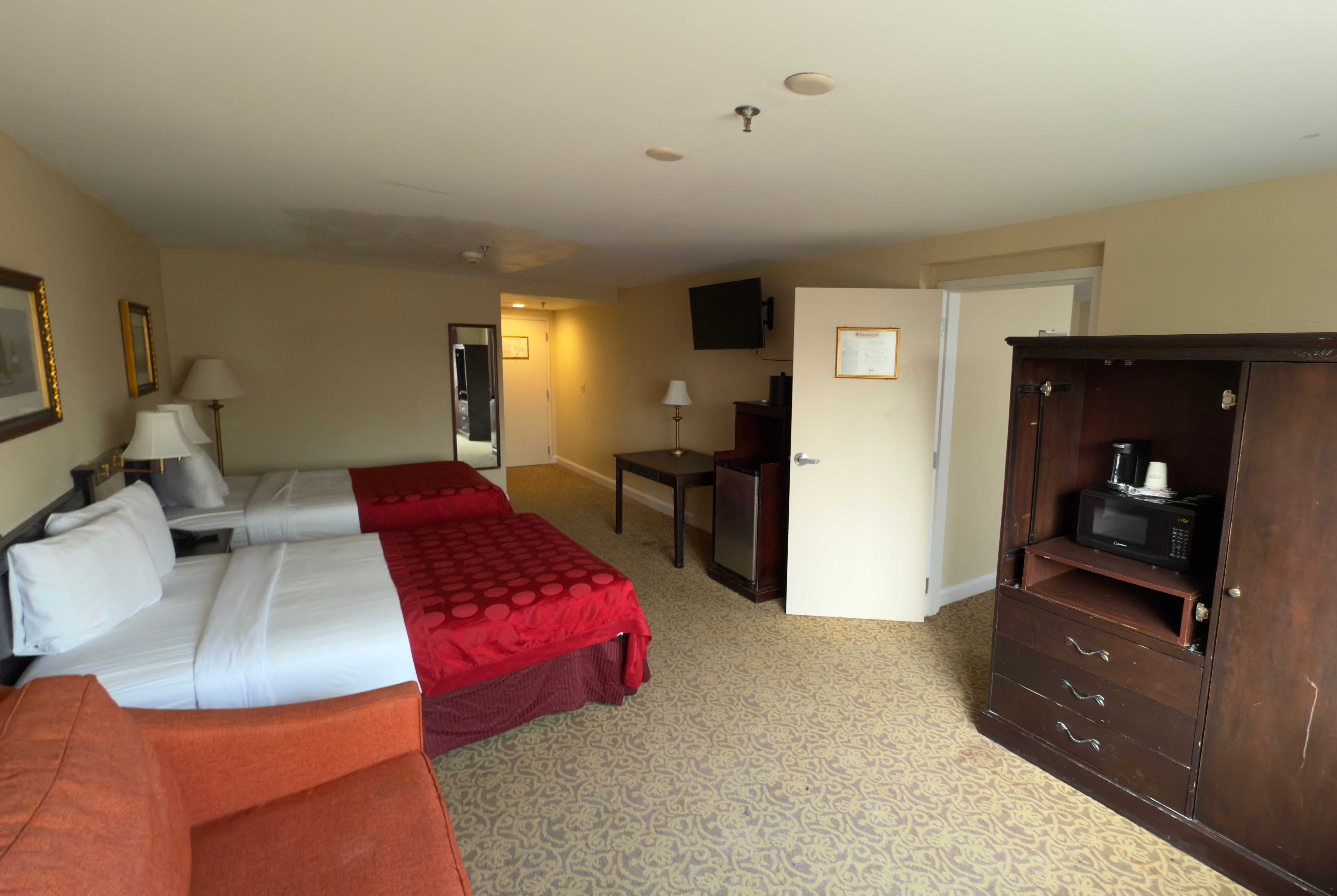 Guest room at the Ramada by Wyndham Seekonk Providence Area in Seekonk, Massachusetts