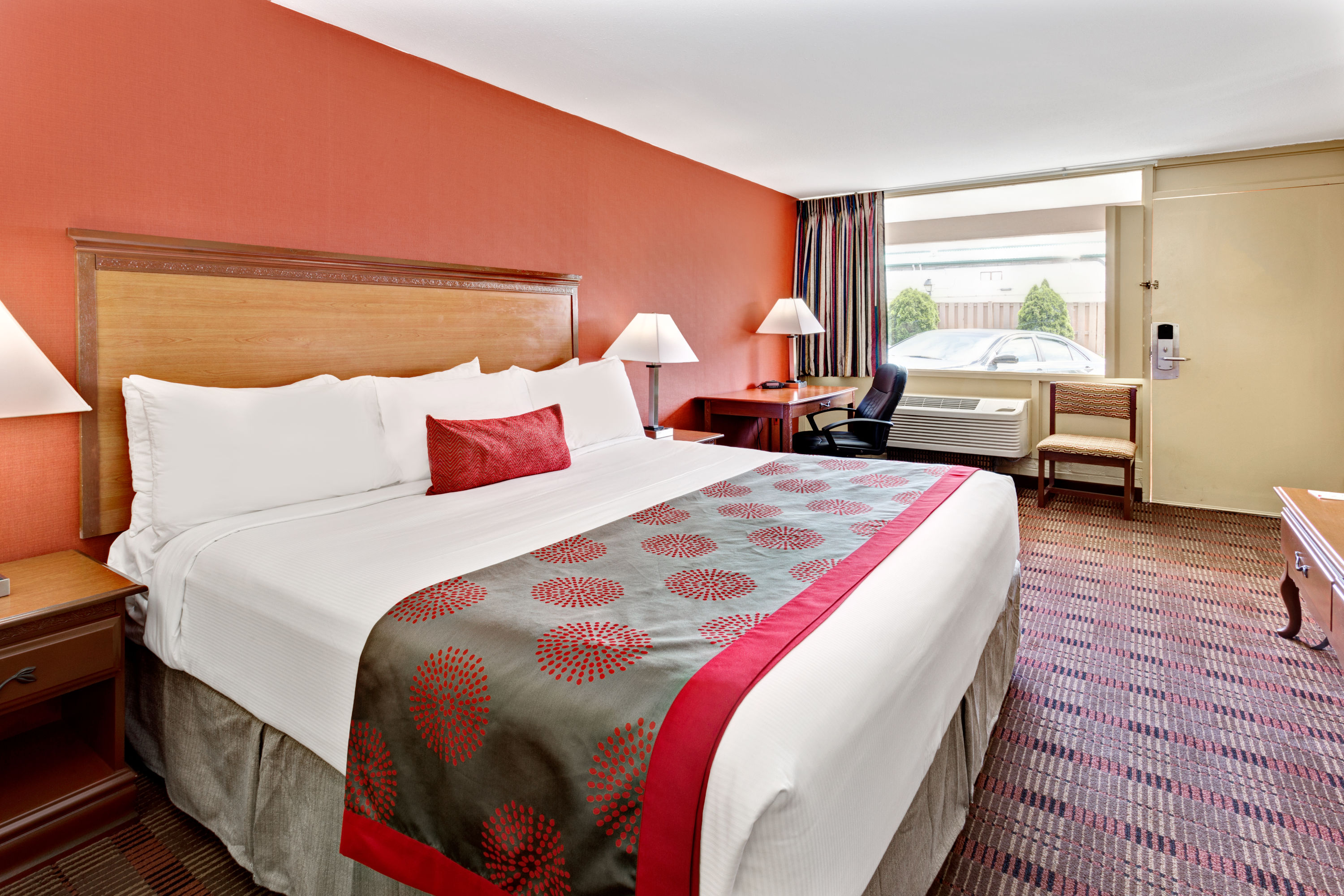 Guest room at the Ramada by Wyndham Baltimore West in Baltimore, Maryland