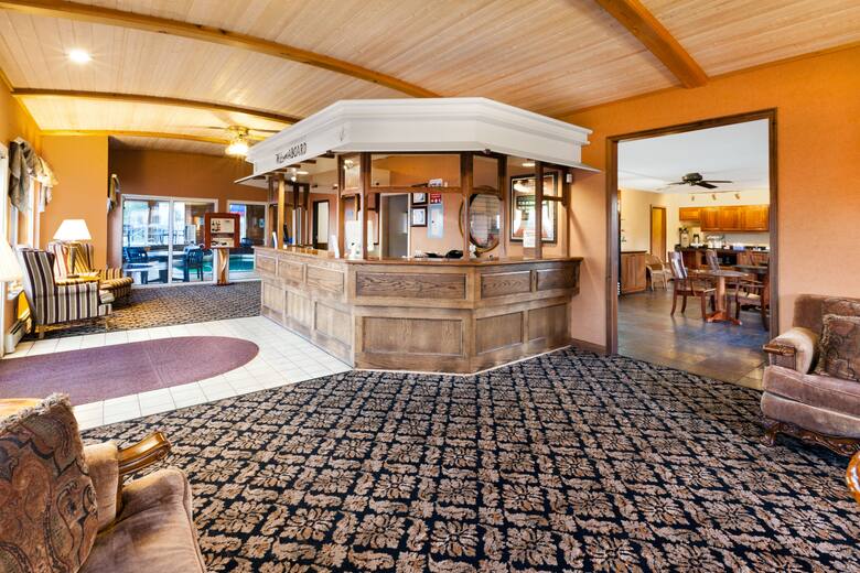 Ramada Mackinaw City Waterfront hotel lobby in Mackinaw City, Michigan