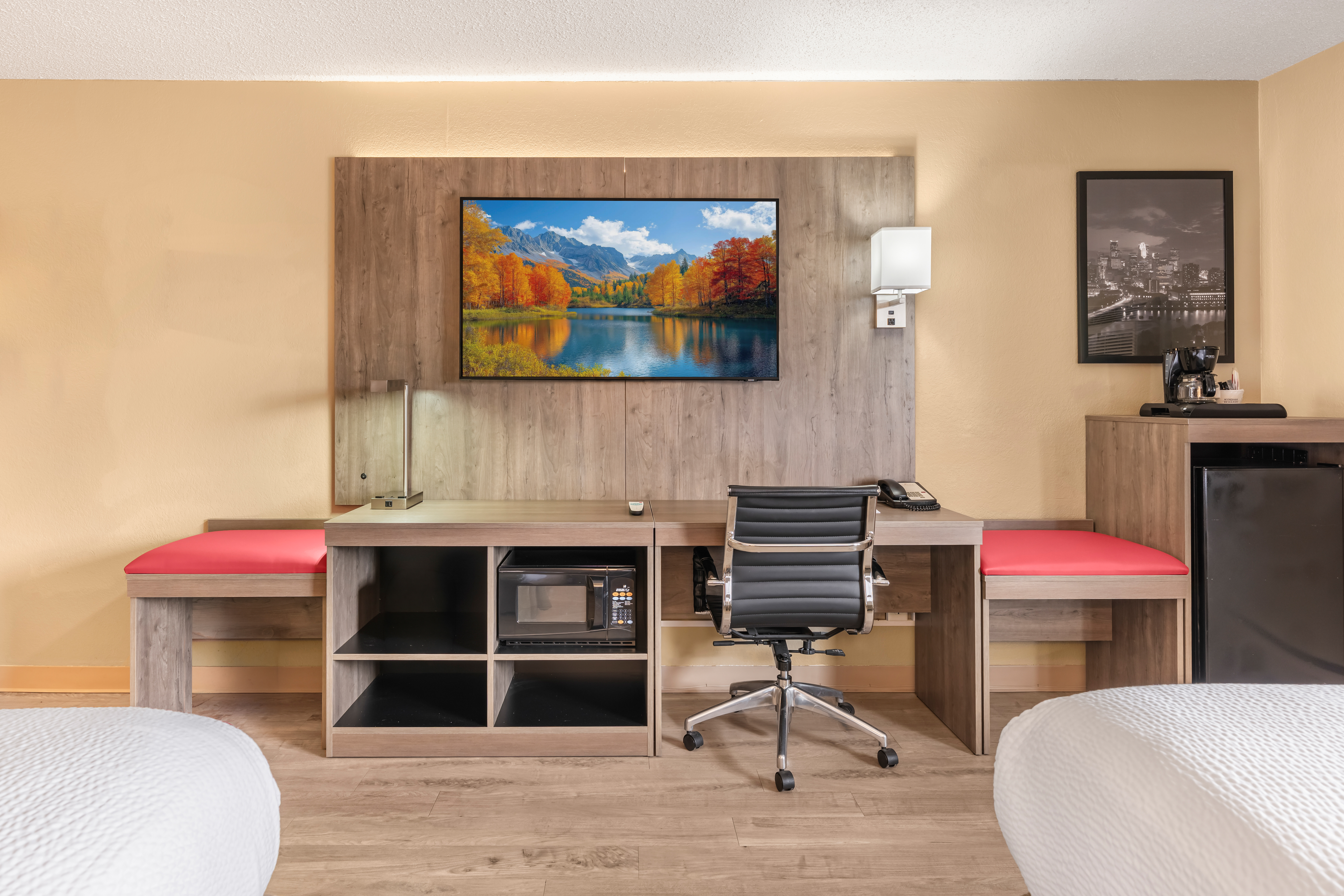 Guest room at the Ramada by Wyndham Minneapolis Golden Valley in Golden Valley, Minnesota