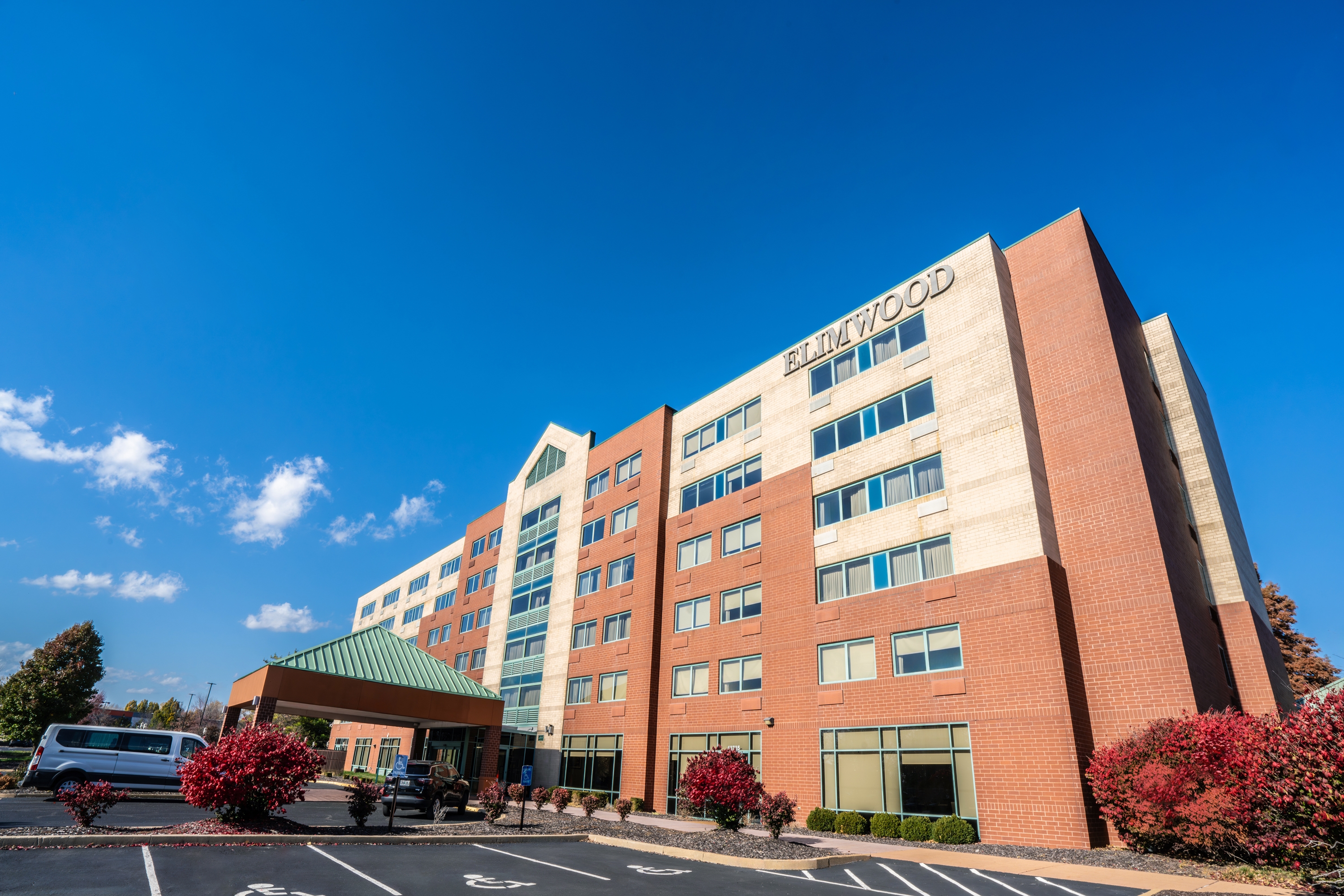 Exterior of Elimwood Hotel, a Ramada by Wyndham hotel in Maryland Heights, Missouri