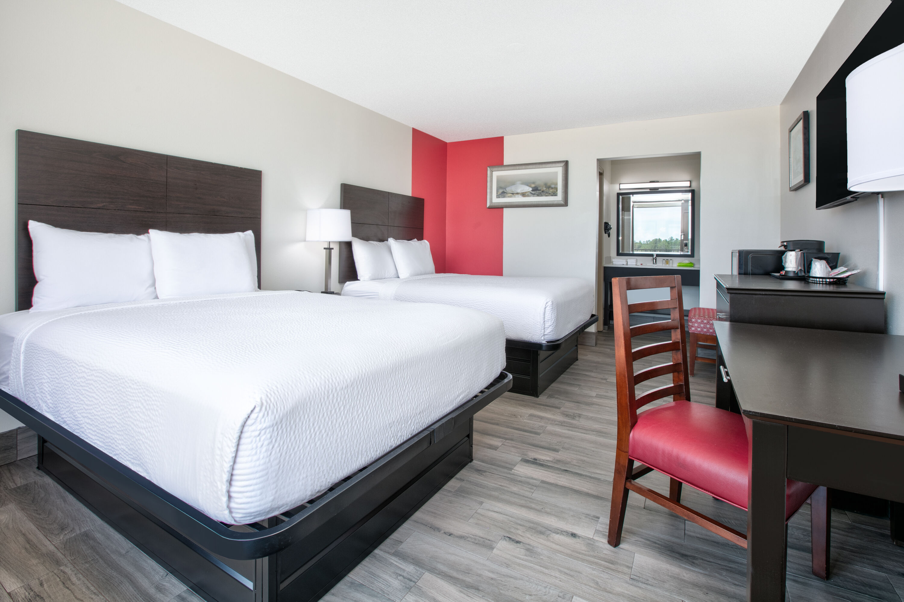 Guest room at the Ramada by Wyndham Diamondhead I-10/Gulfport in Diamondhead, Mississippi