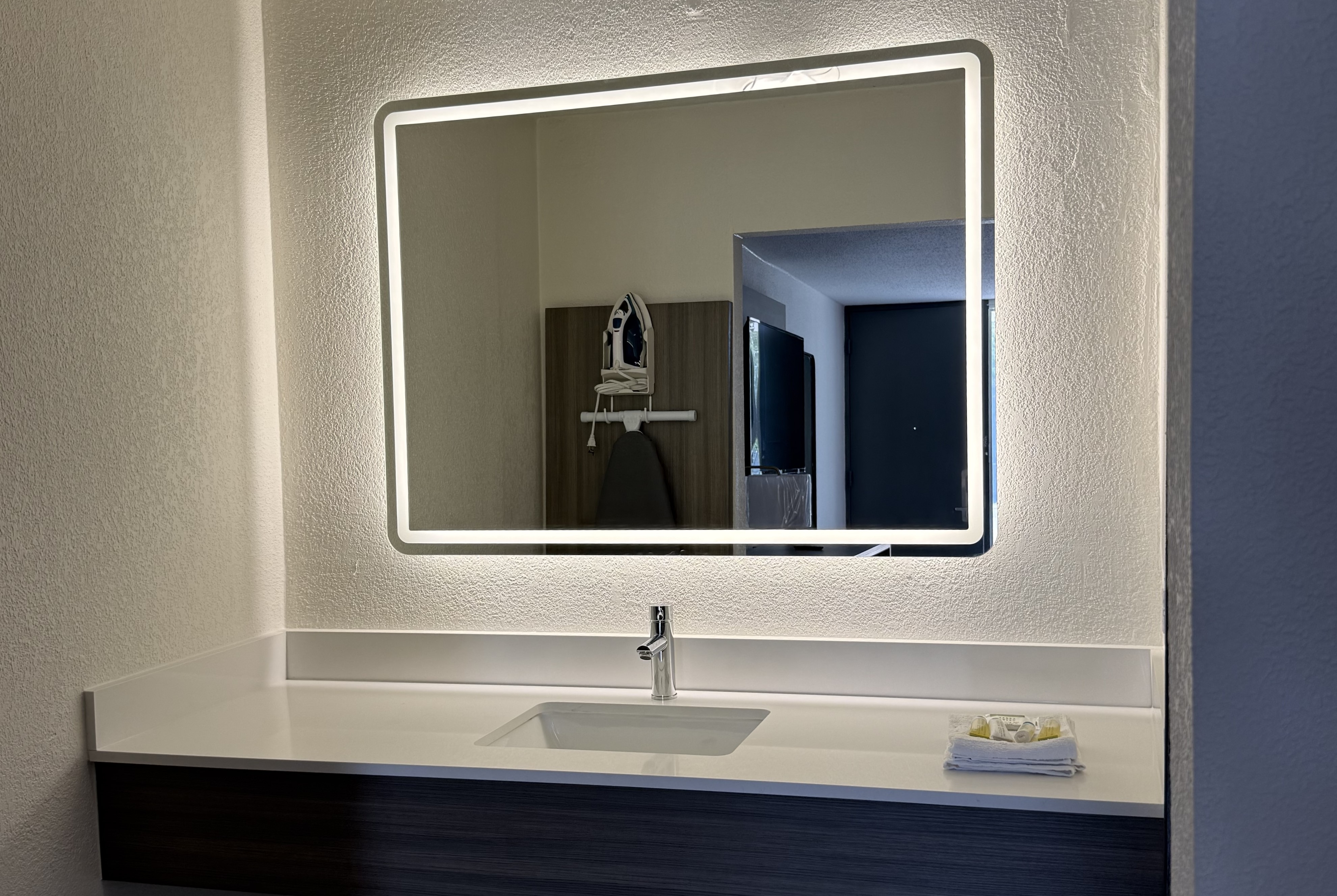 Guest room bath at the Ramada by Wyndham Lumberton NC North in Lumberton, North Carolina