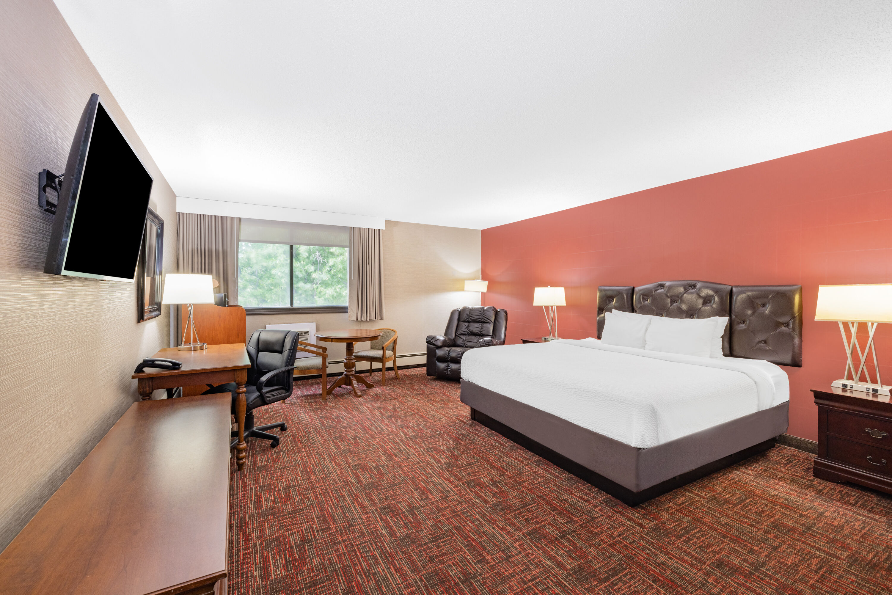Guest room at the Ramada by Wyndham Grand Forks in Grand Forks, North Dakota