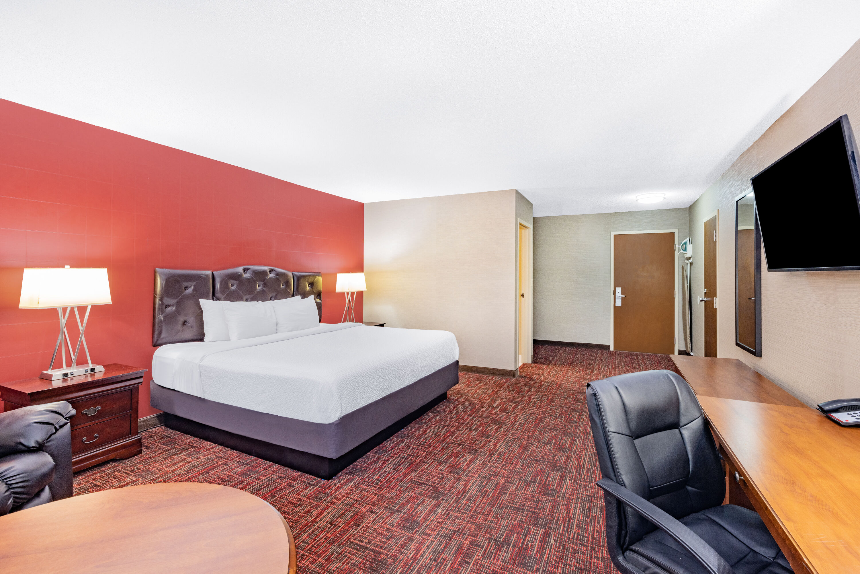 Guest room at the Ramada by Wyndham Grand Forks in Grand Forks, North Dakota