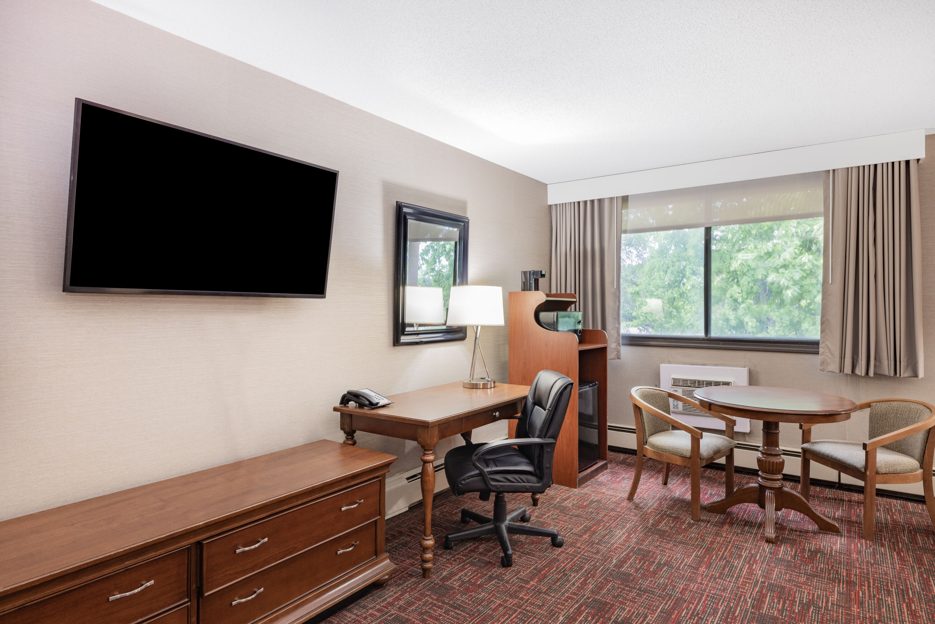 Guest room at the Ramada by Wyndham Grand Forks in Grand Forks, North Dakota