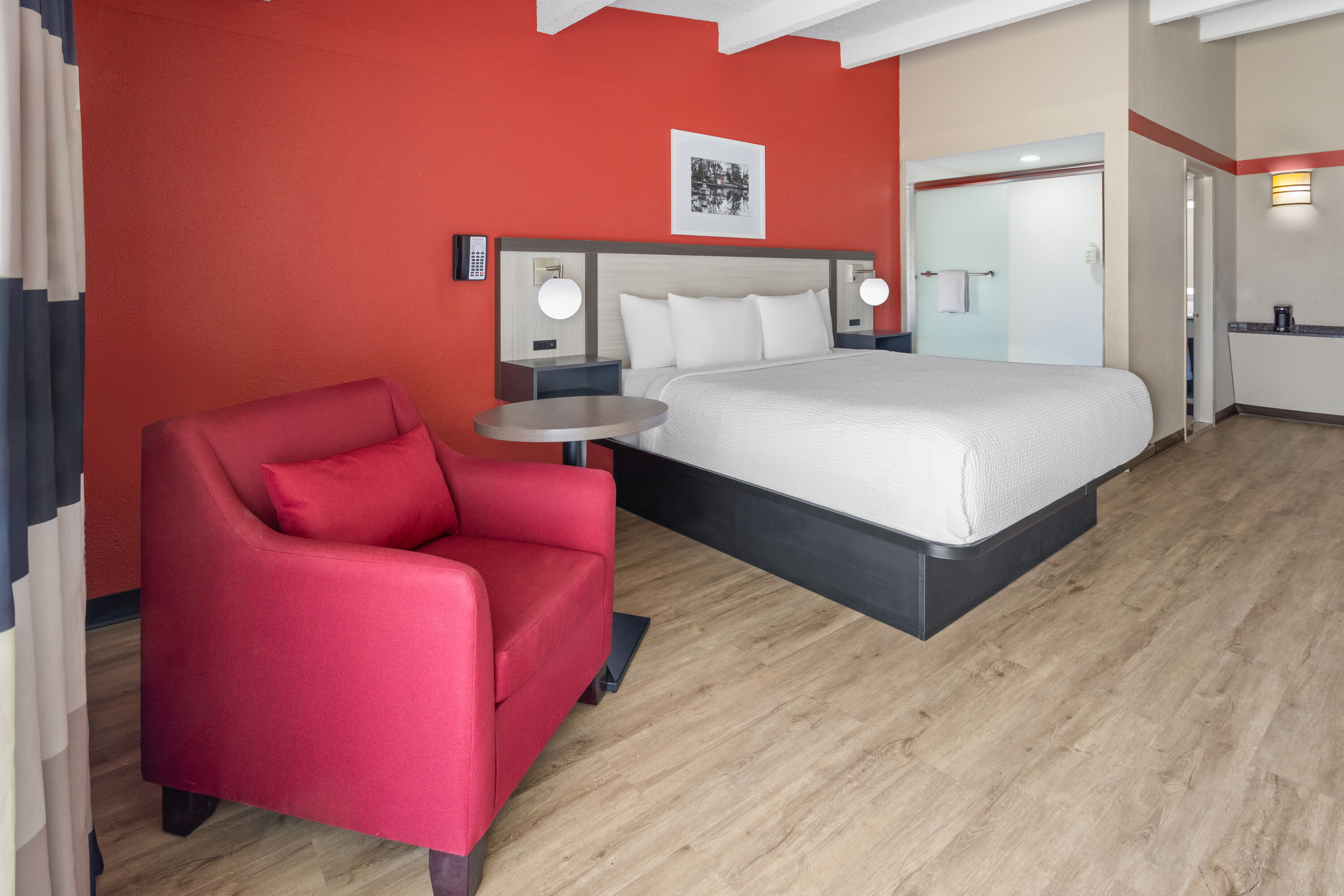 Guest room at the Ramada by Wyndham Parsippany in Parsippany, New Jersey