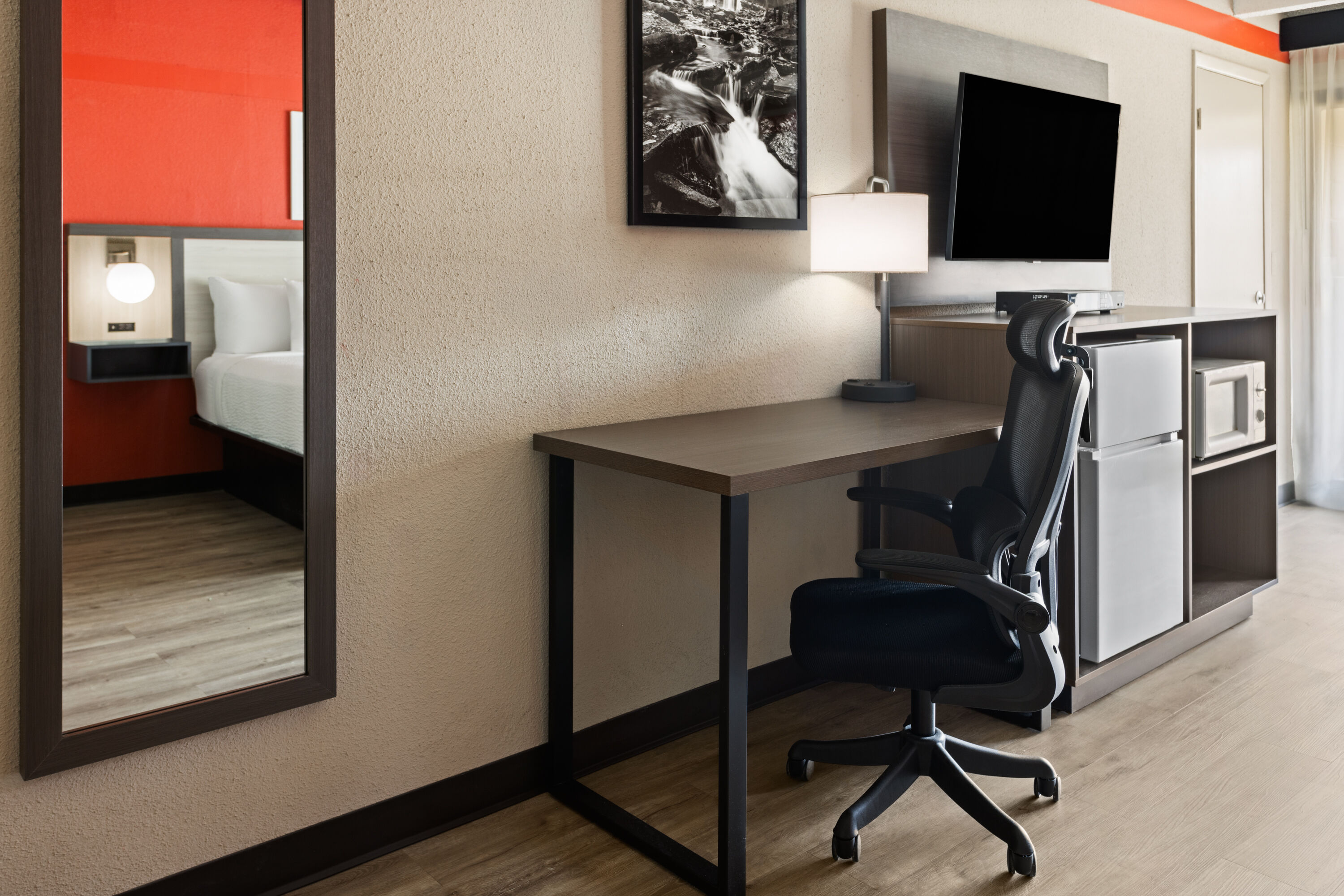 Guest room at the Ramada by Wyndham Parsippany in Parsippany, New Jersey