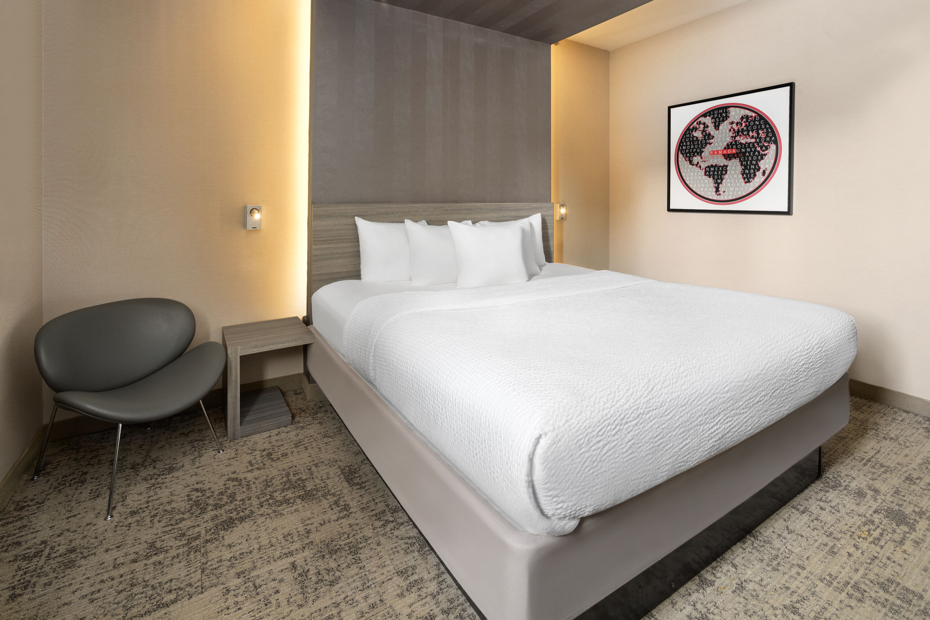 Guest room at the Ramada by Wyndham Bronx in Bronx, New York