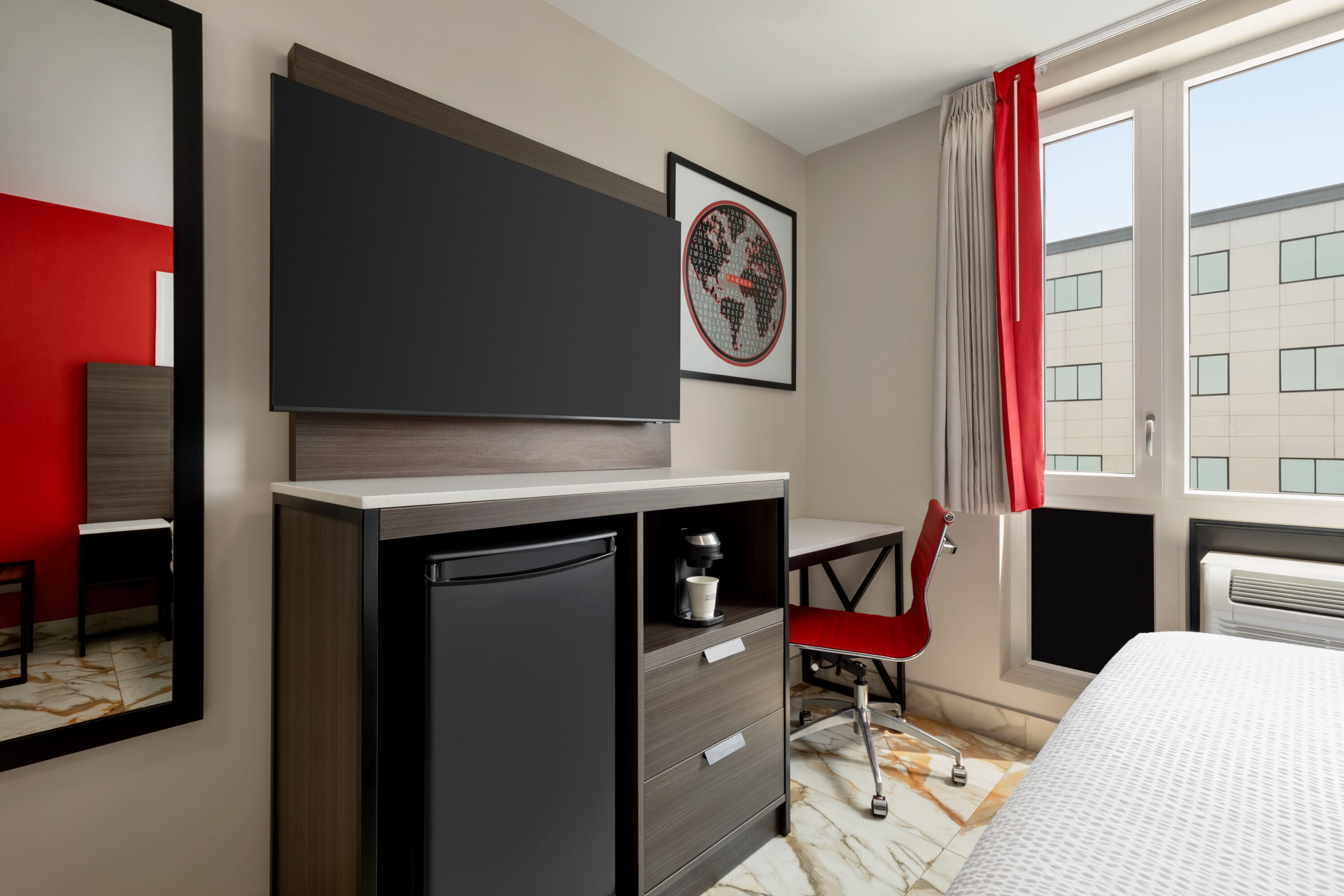 Guest room at the Ramada by Wyndham Brooklyn Empire Blvd in Brooklyn, New York