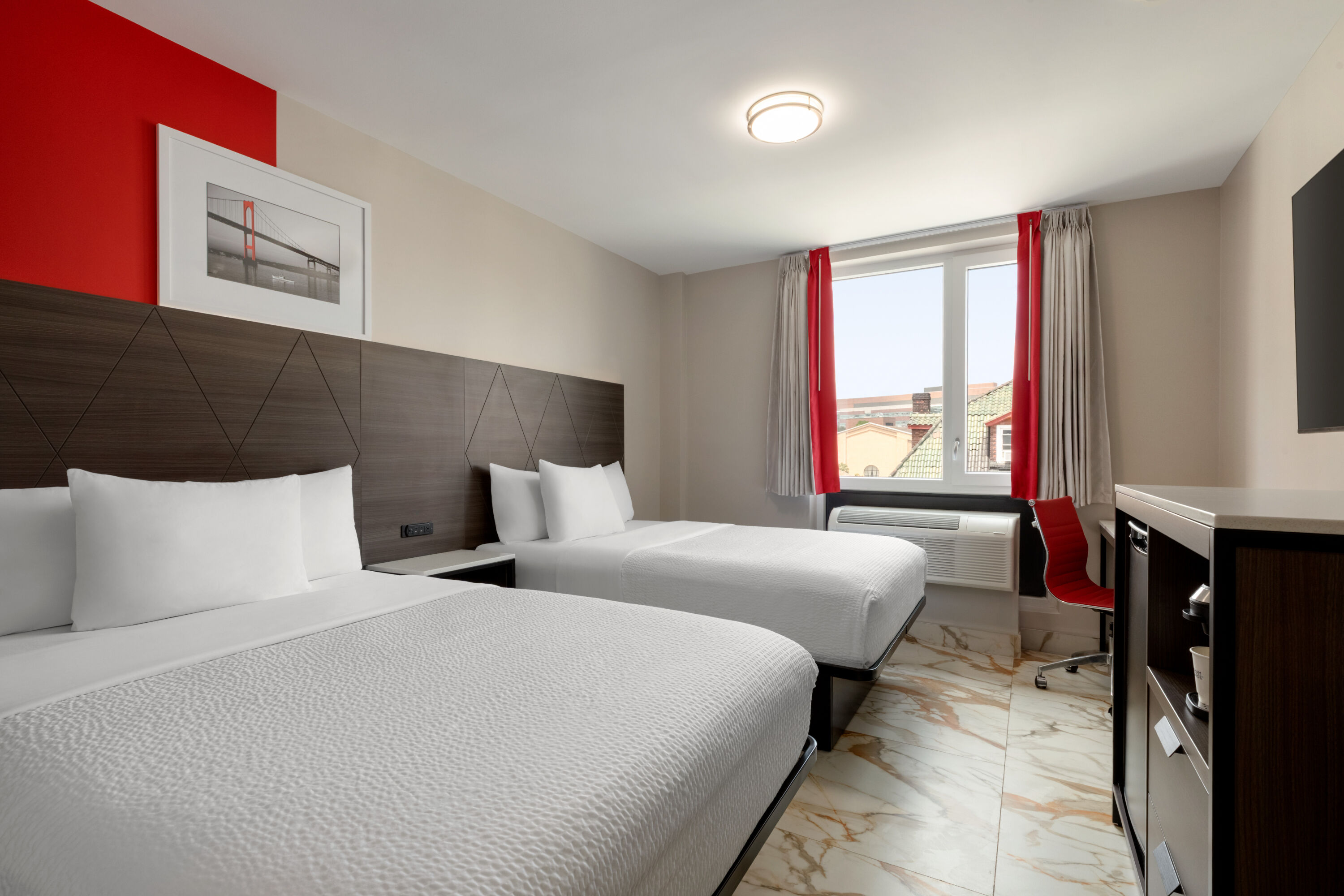 Guest room at the Ramada by Wyndham Brooklyn Empire Blvd in Brooklyn, New York