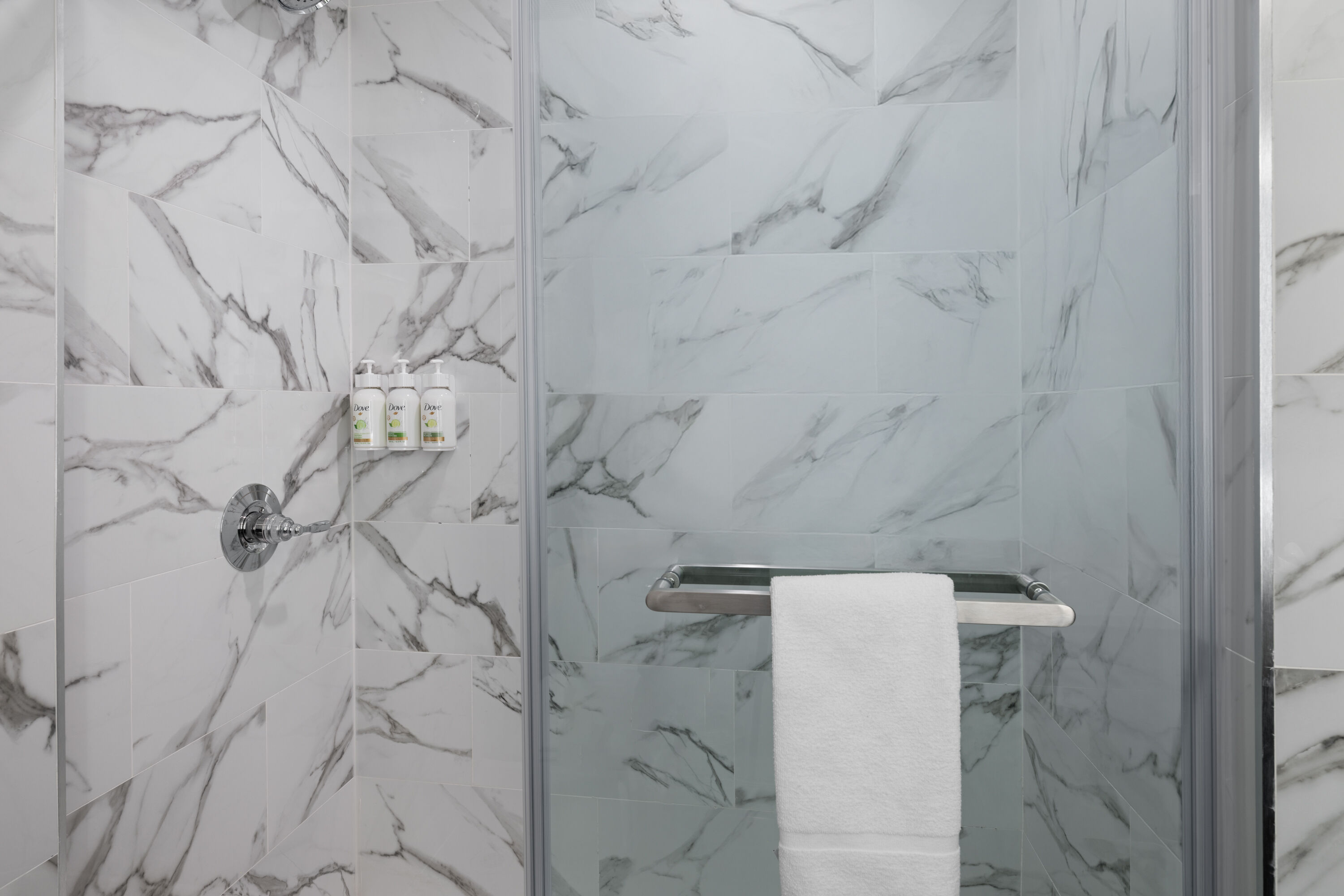 Guest room bath at the Ramada by Wyndham Brooklyn Near Flatbush in Brooklyn, New York