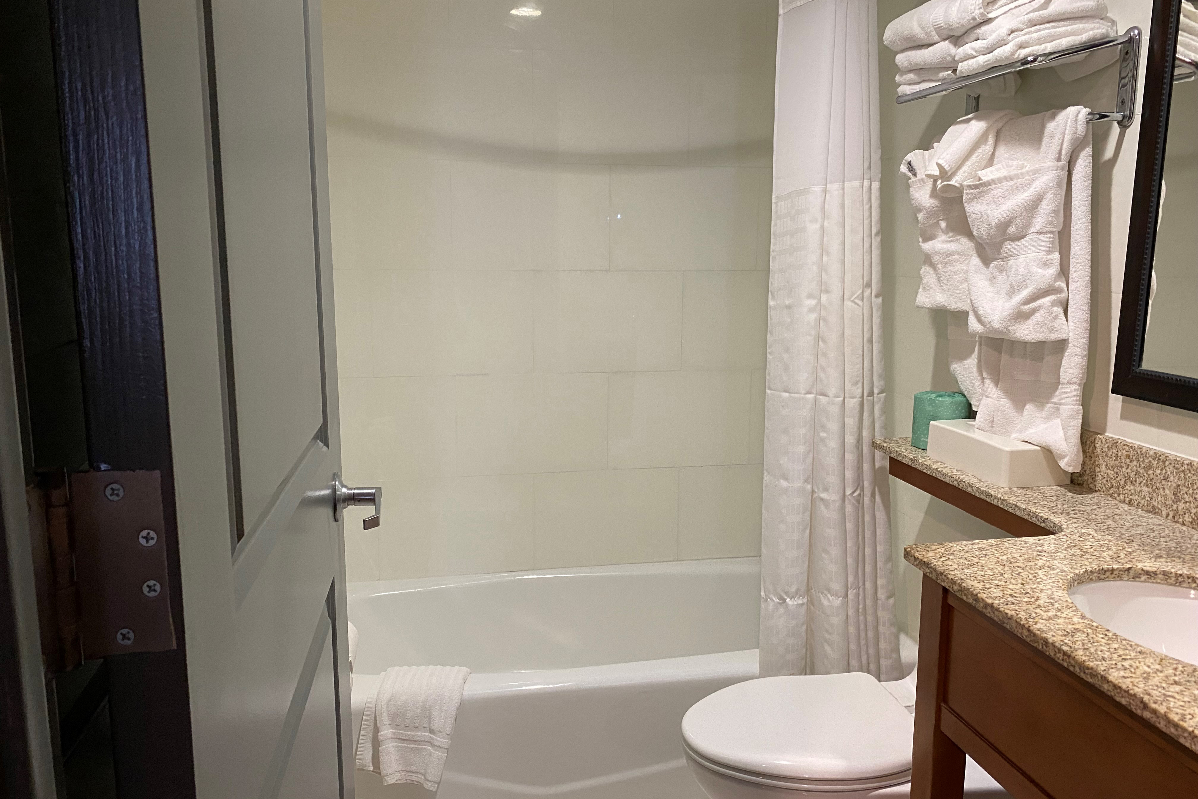 Guest room bath at the Ramada by Wyndham New York Times Square West in New York, New York