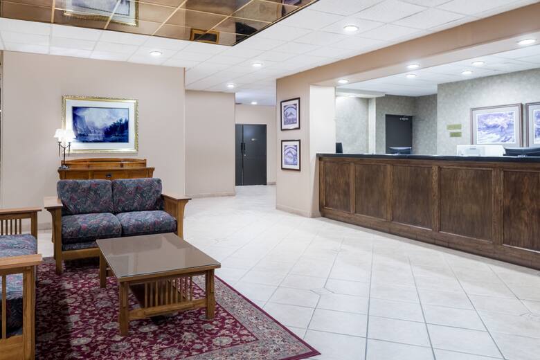 Ramada Watertown hotel lobby in Watertown, New York