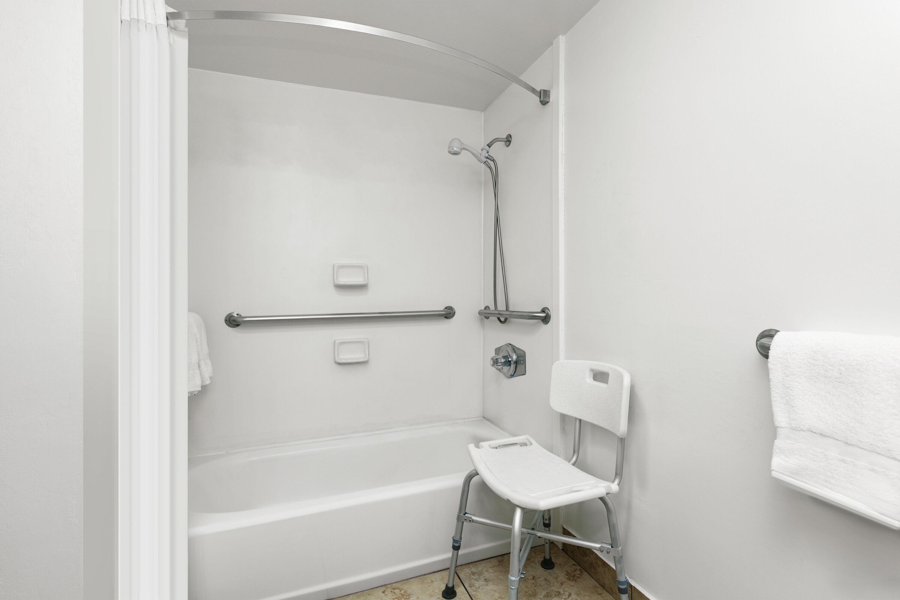 Guest room bath at the Ramada by Wyndham Tulsa/Broken Arrow in Broken Arrow, Oklahoma